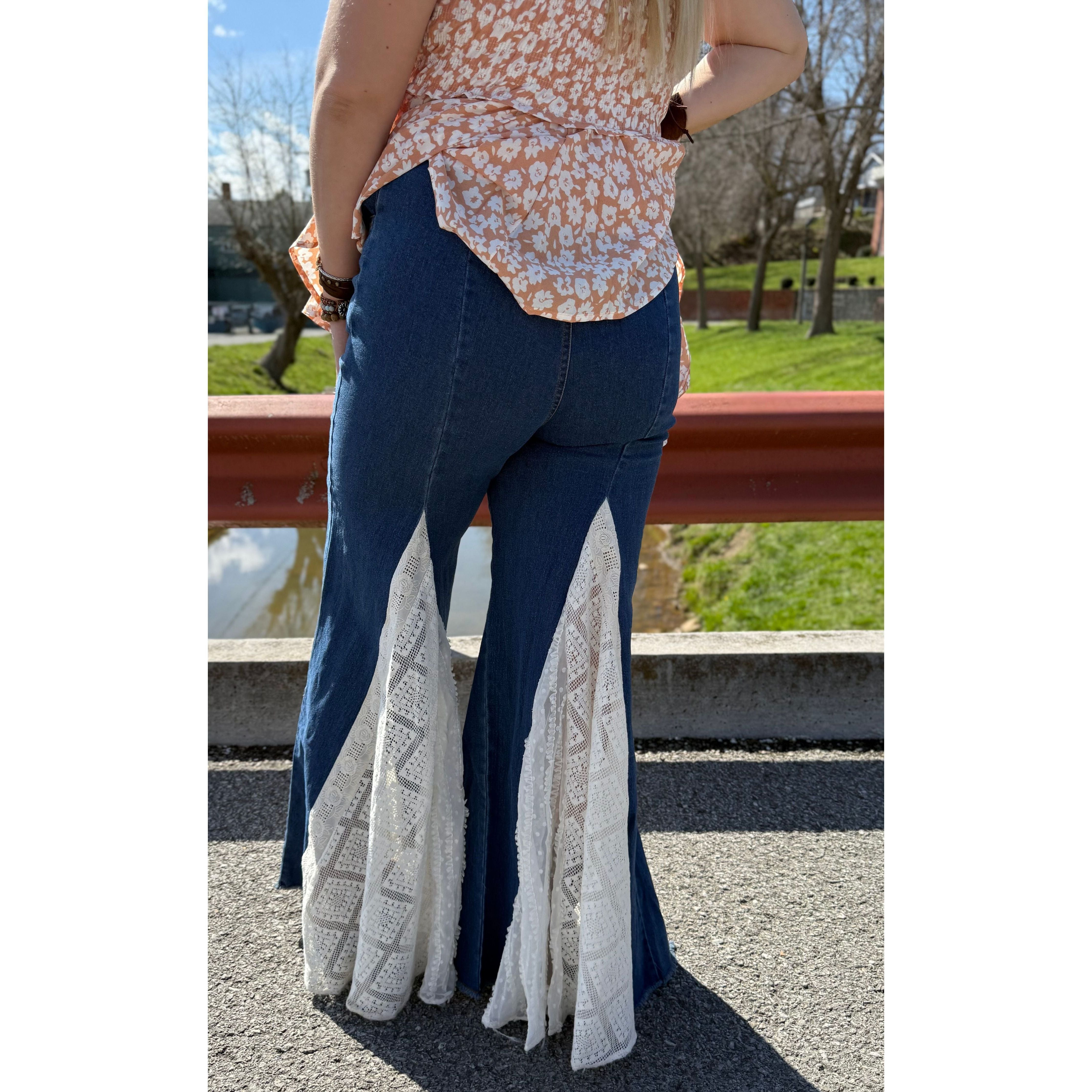 My Dream Bell Bottom White Lace