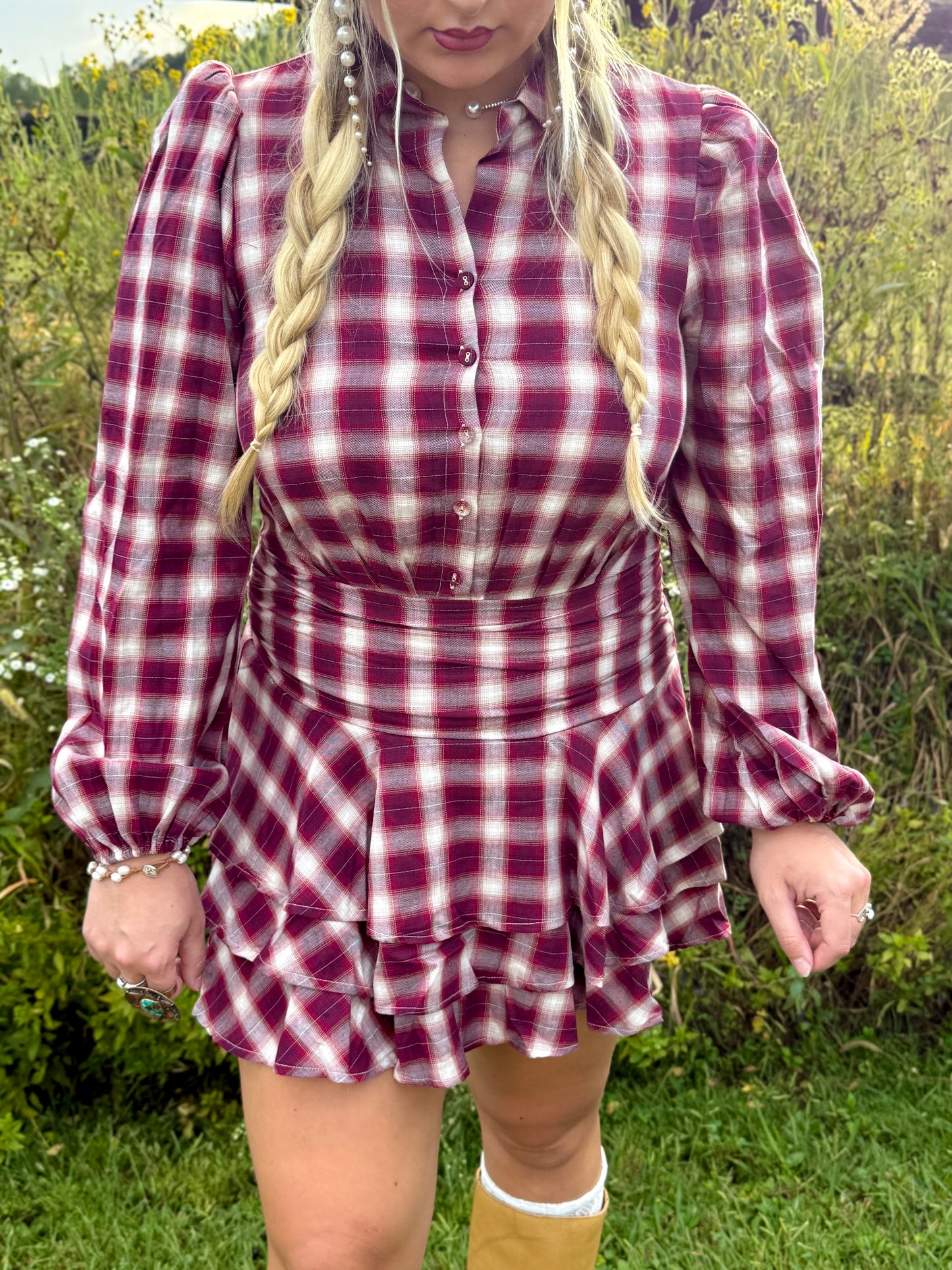 Backyard Picnic Red Plaid Dress