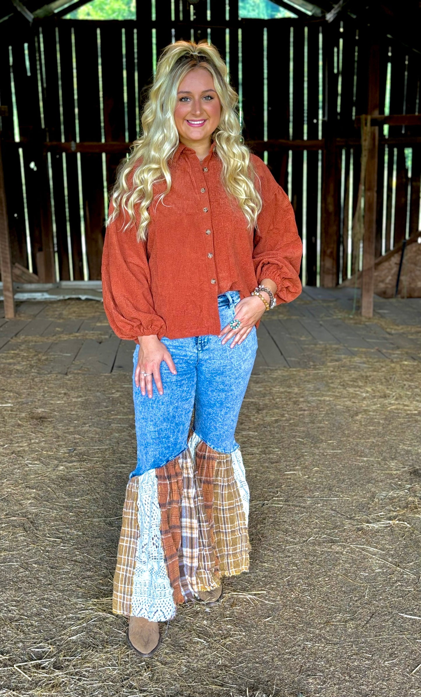 Flirty Flannel Flare Jeans