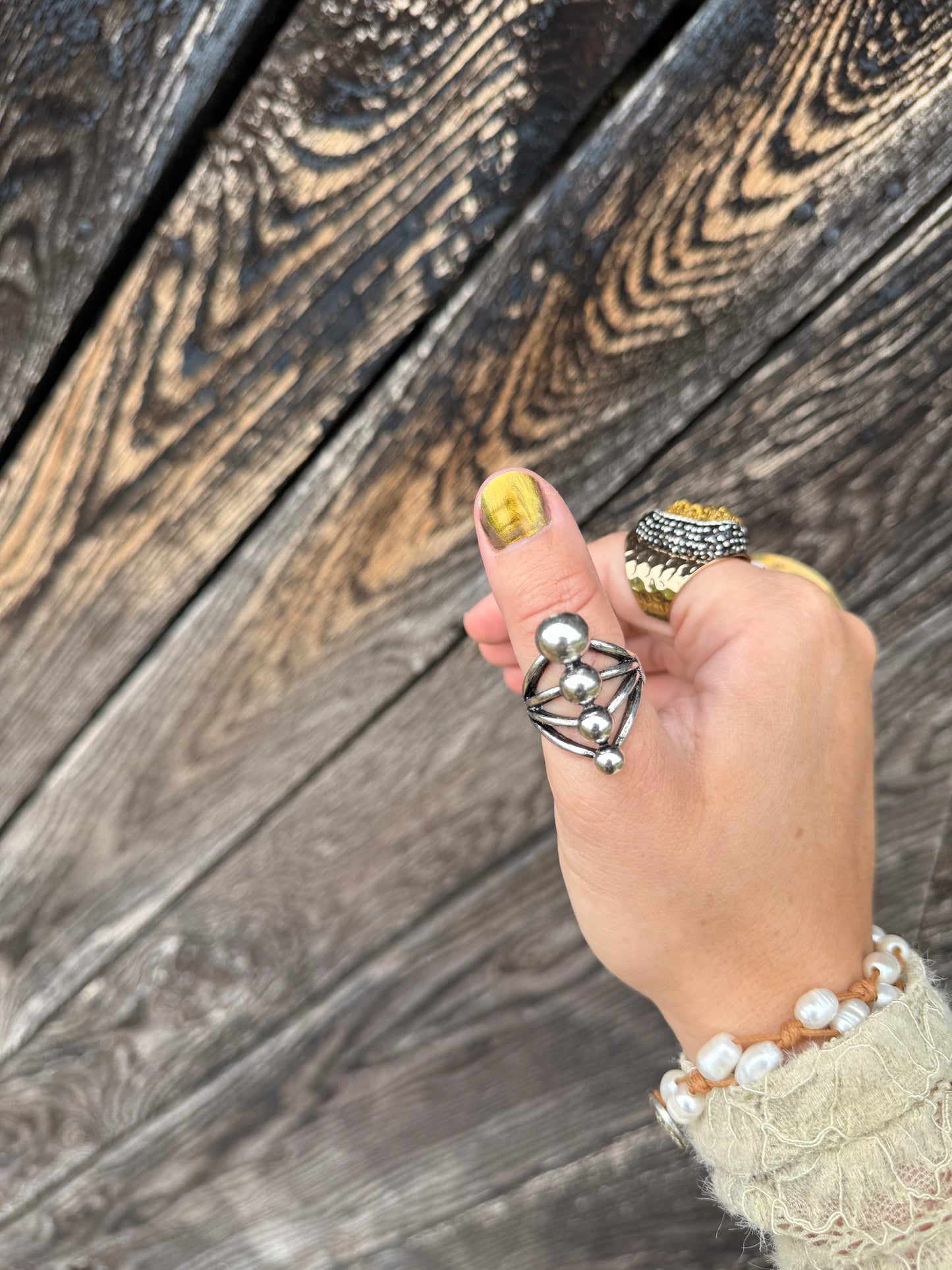 Moonlit Bead Ring