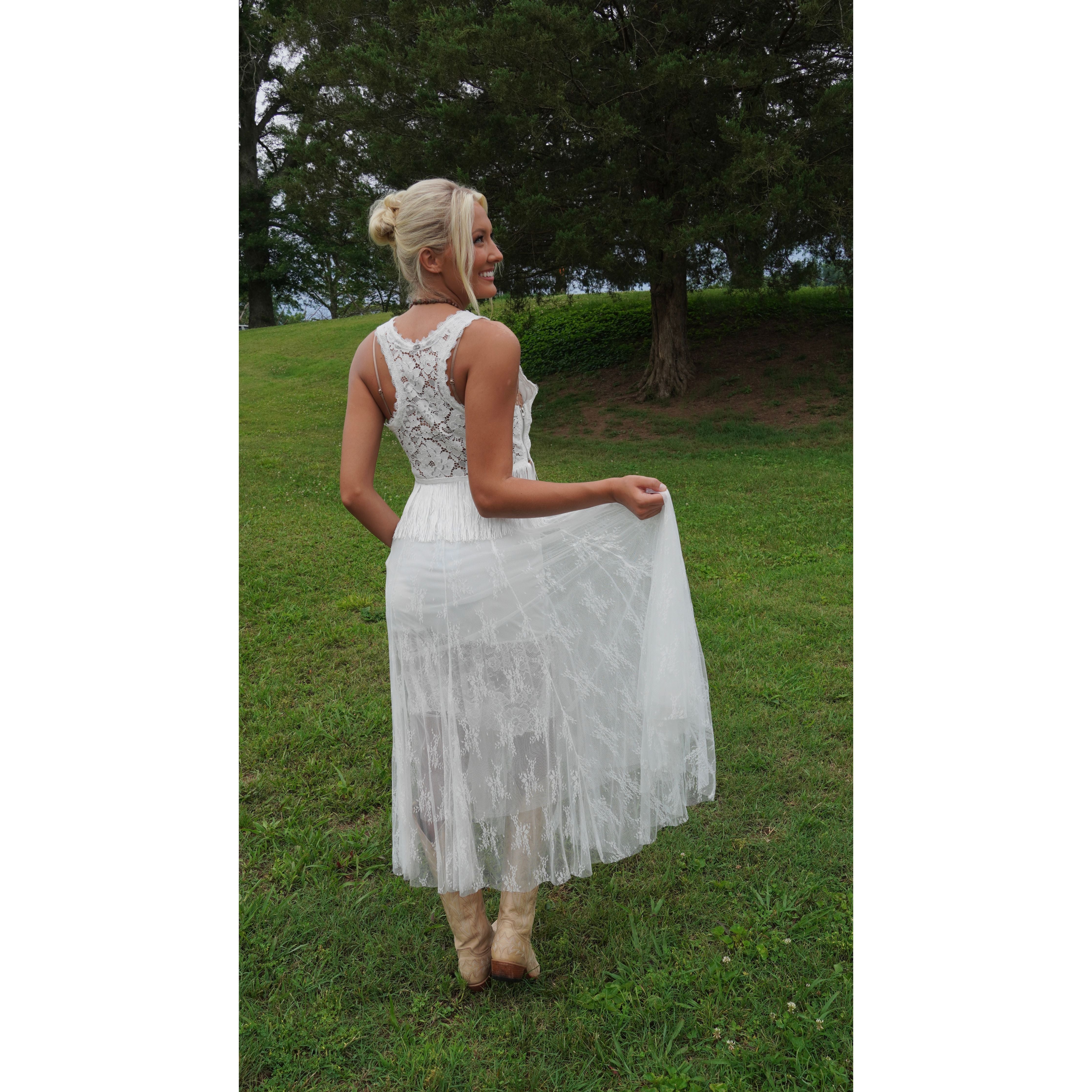 White Lace Sheer Layering Skirt