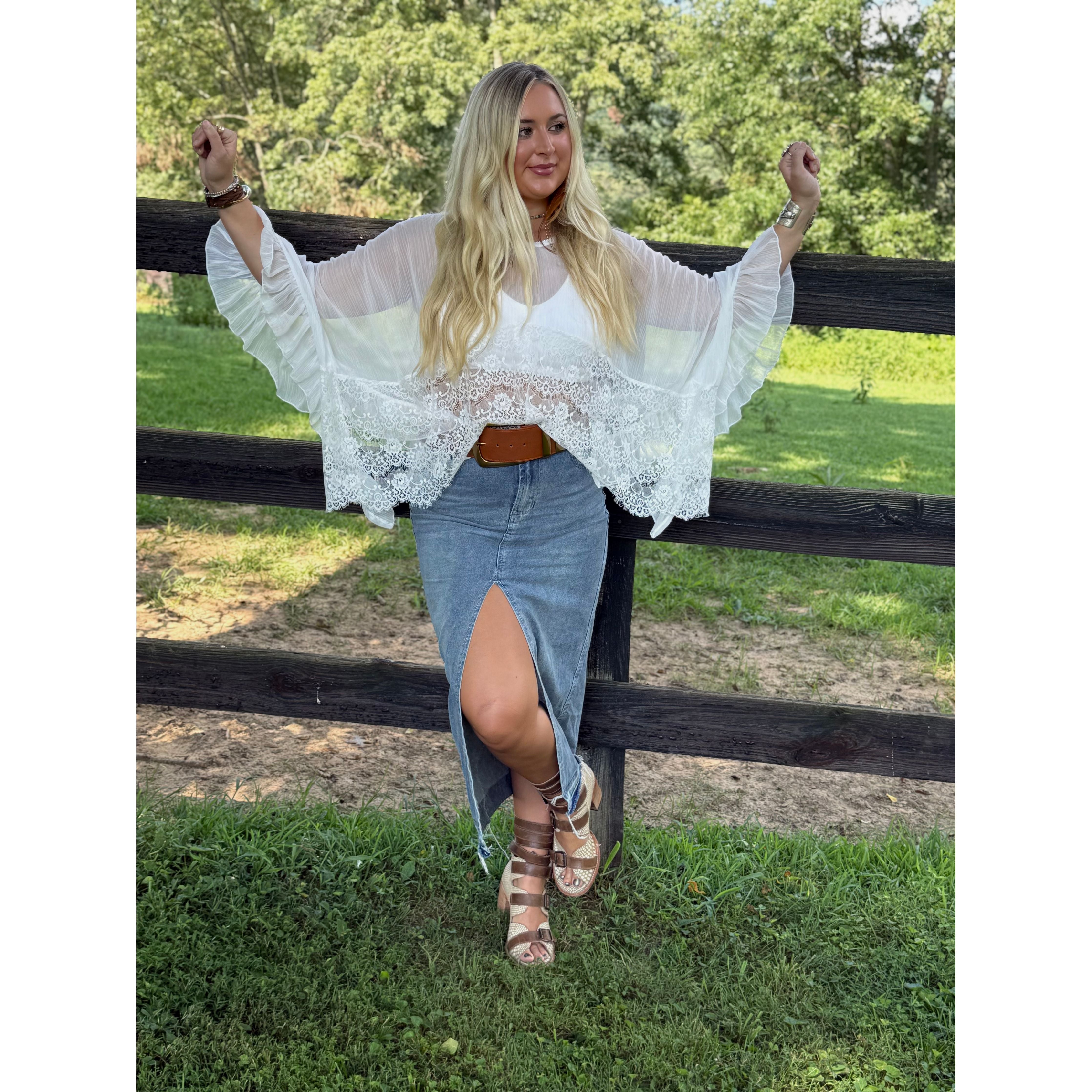 We Are Young White Lace Ruffle Top
