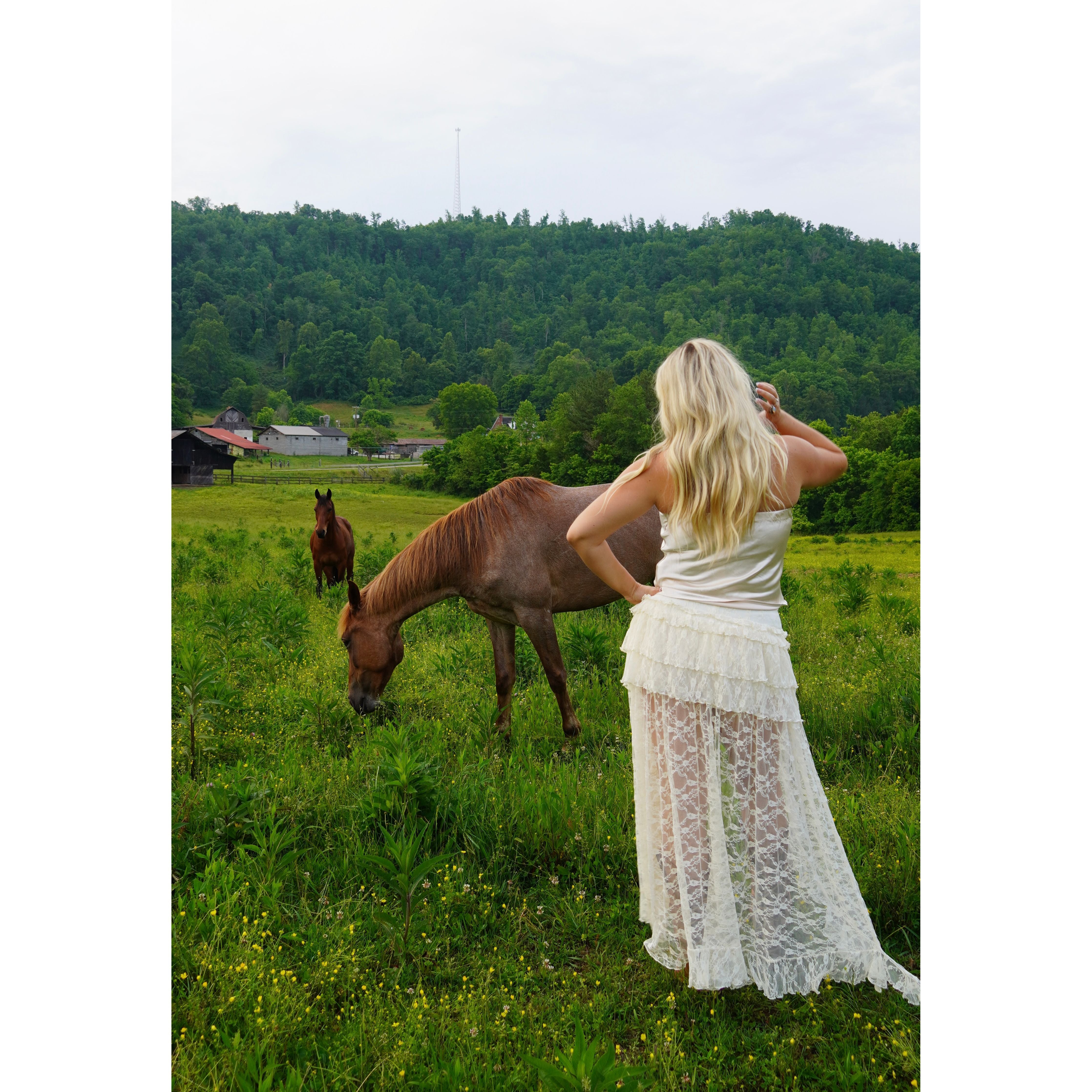 Cream Lace Ruffle Tiered High-Low Maxi Skirt