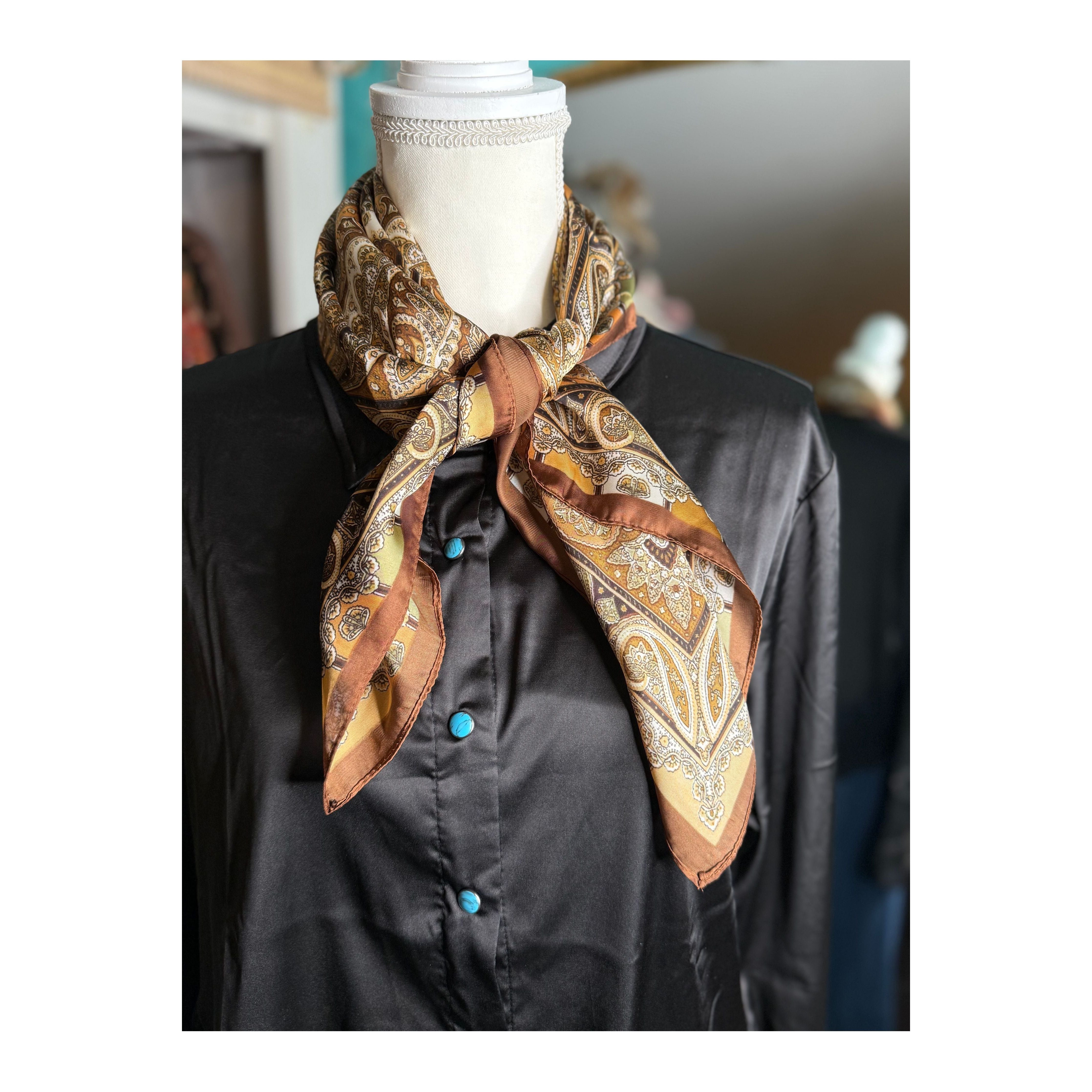 Brown Paisley Satin Scarf