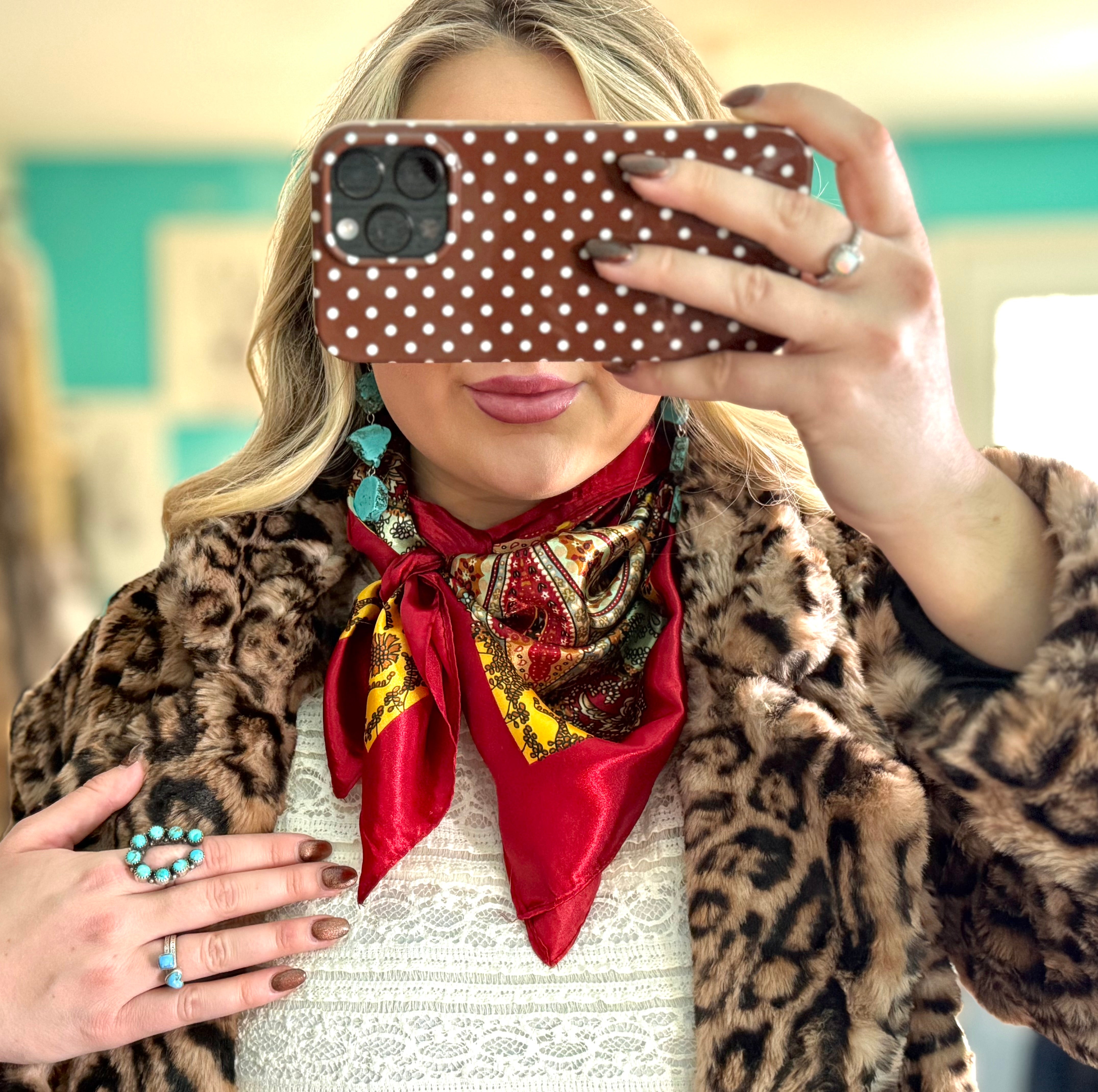 Red Paisley Printed Satin Scarf