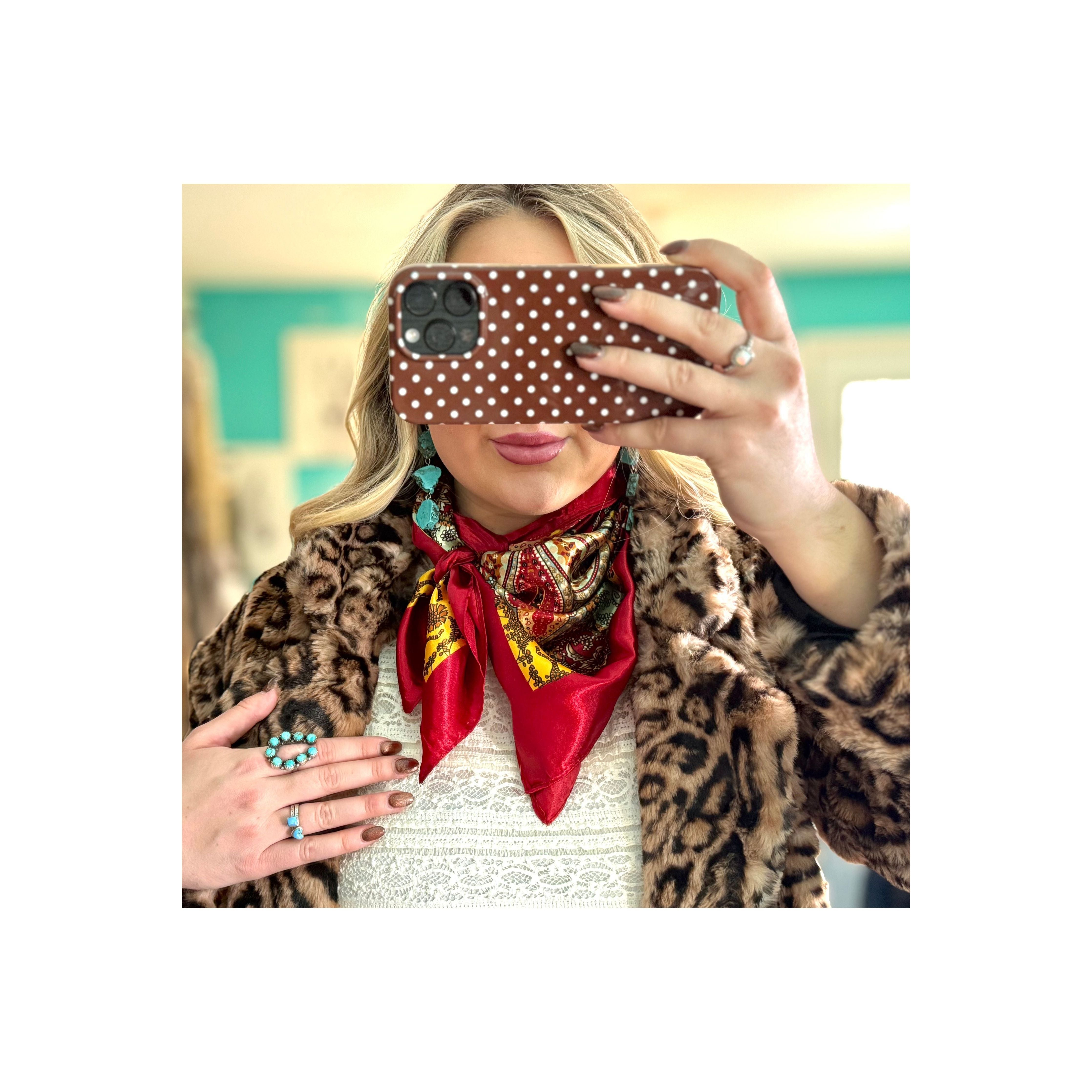 Red Paisley Printed Satin Scarf