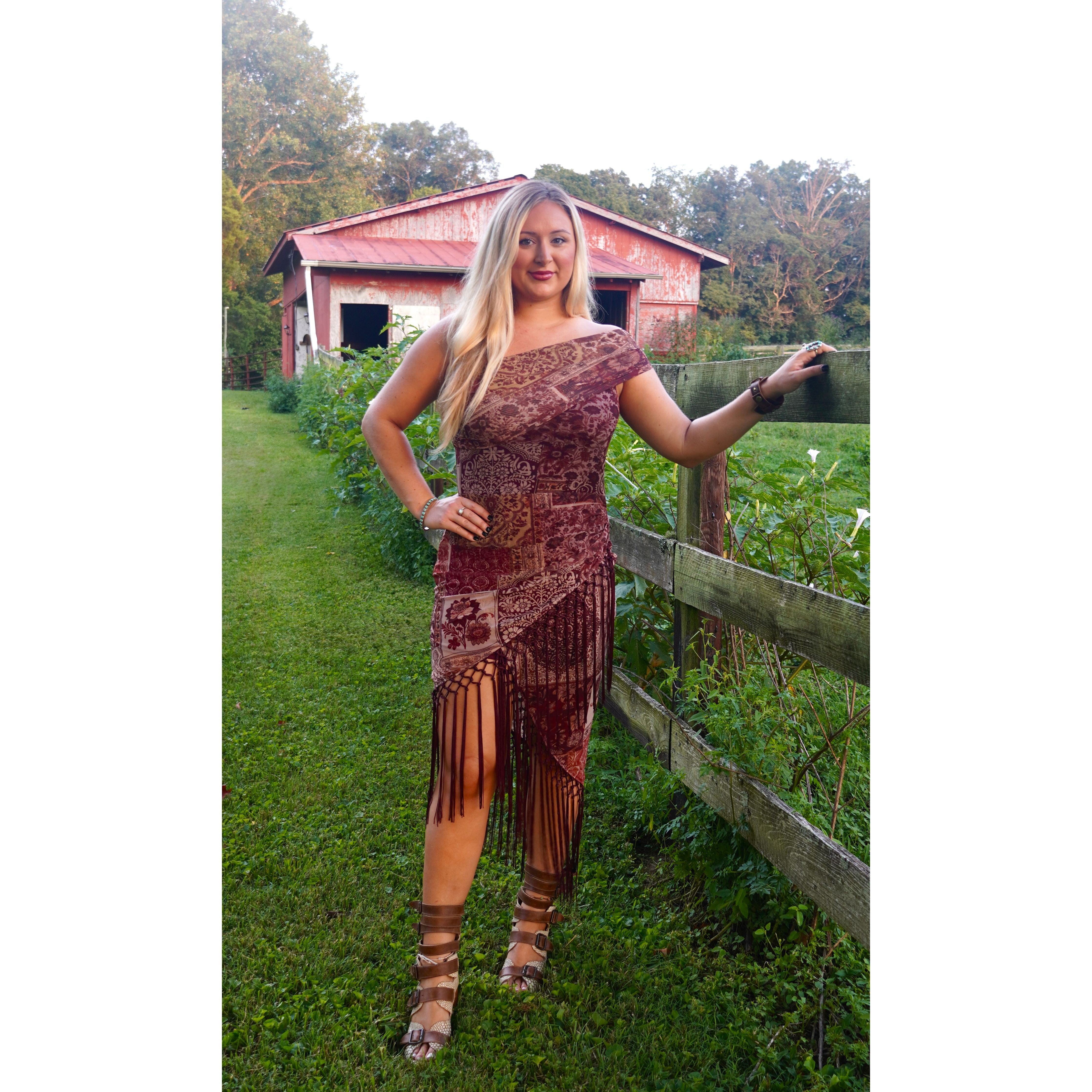 Bohemian Patchwork Fringe Dress