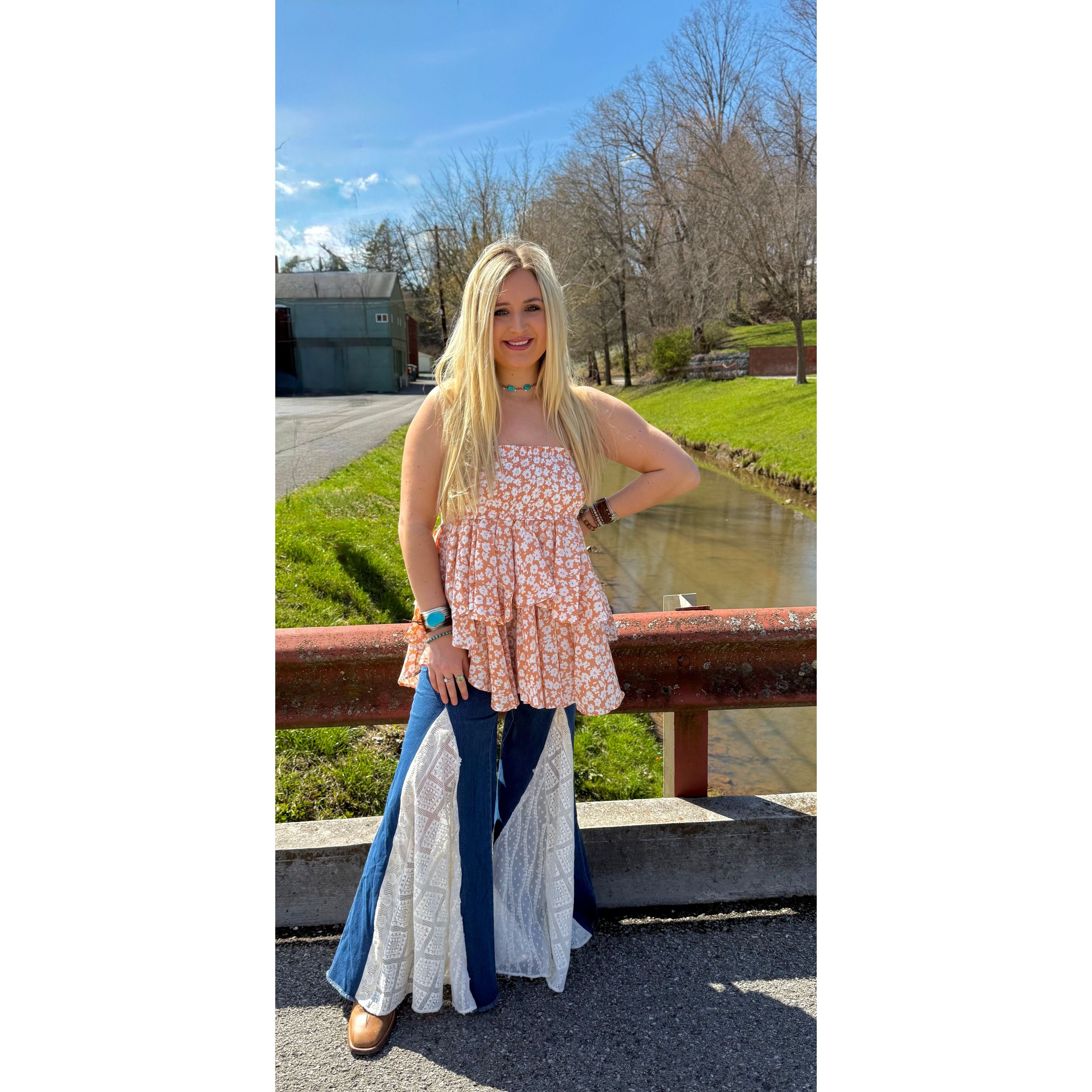 My Dream Bell Bottom White Lace