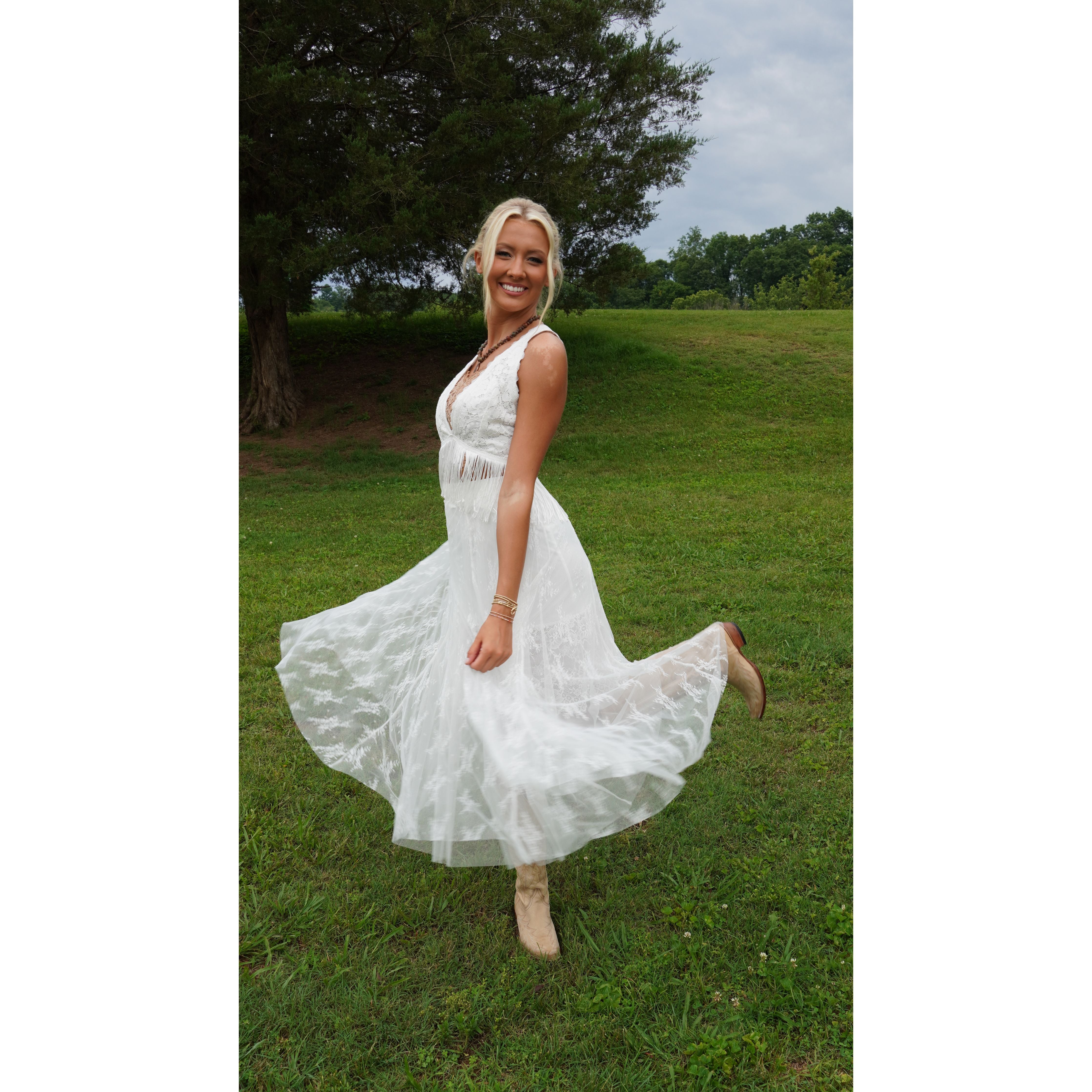 White Lace Sheer Layering Skirt