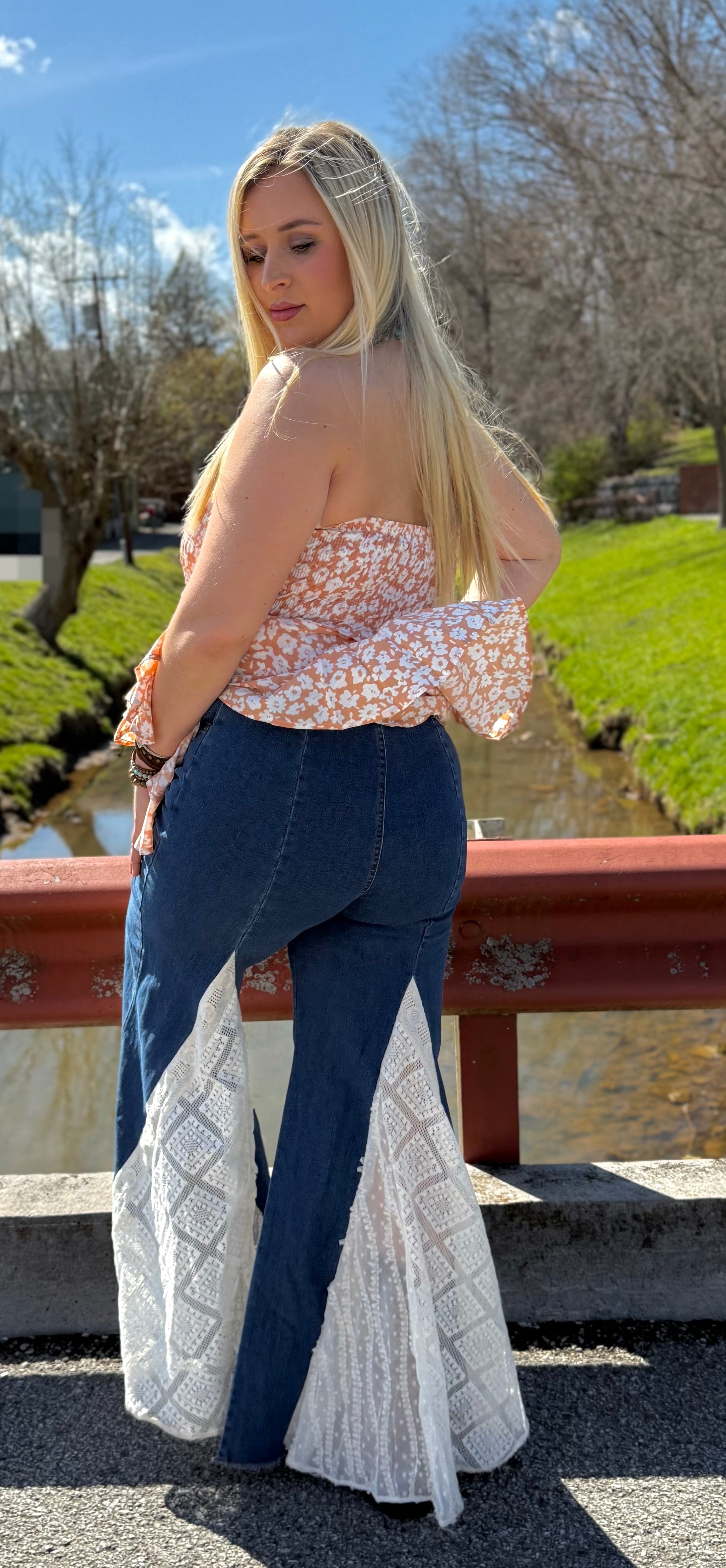 My Dream Bell Bottom White Lace