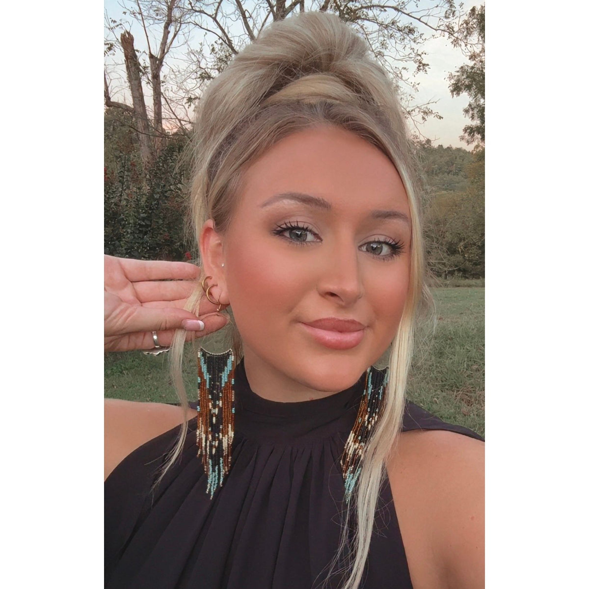 Black and Turquoise Beaded Earrings