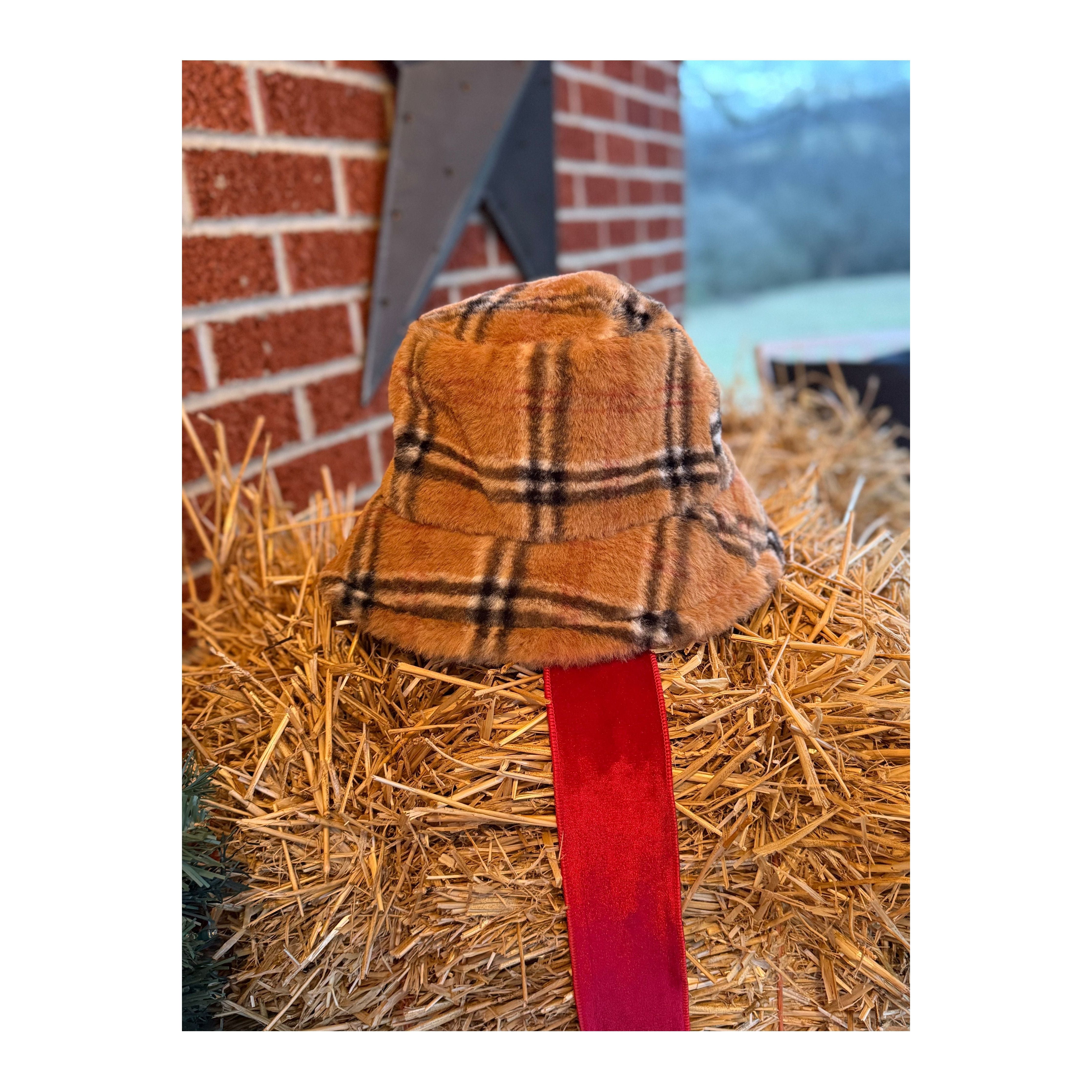 Preppy Plaid Bucket Hat (dark tan)