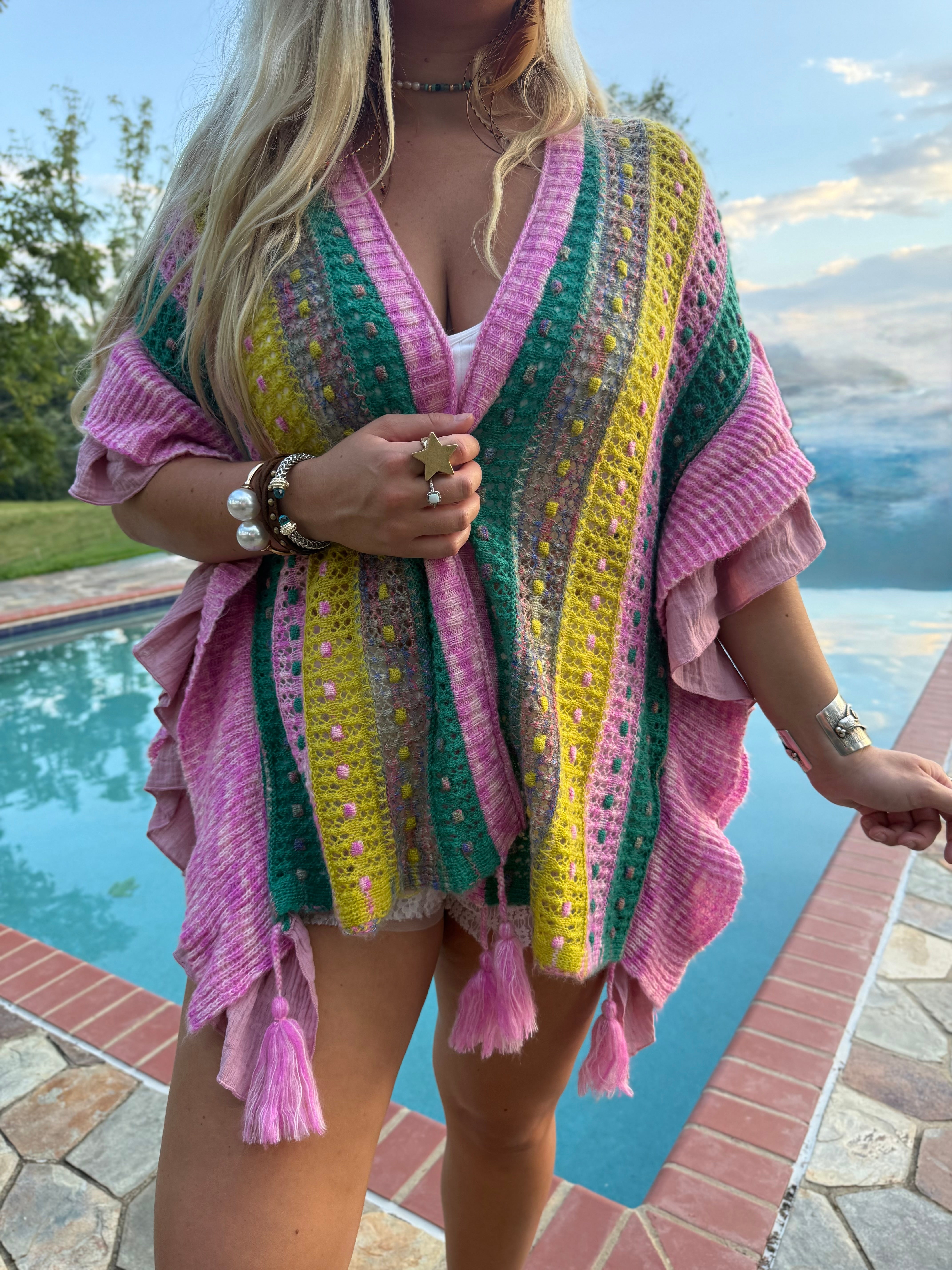 POL: Summer Lovin Pink Ruffled Cardigan