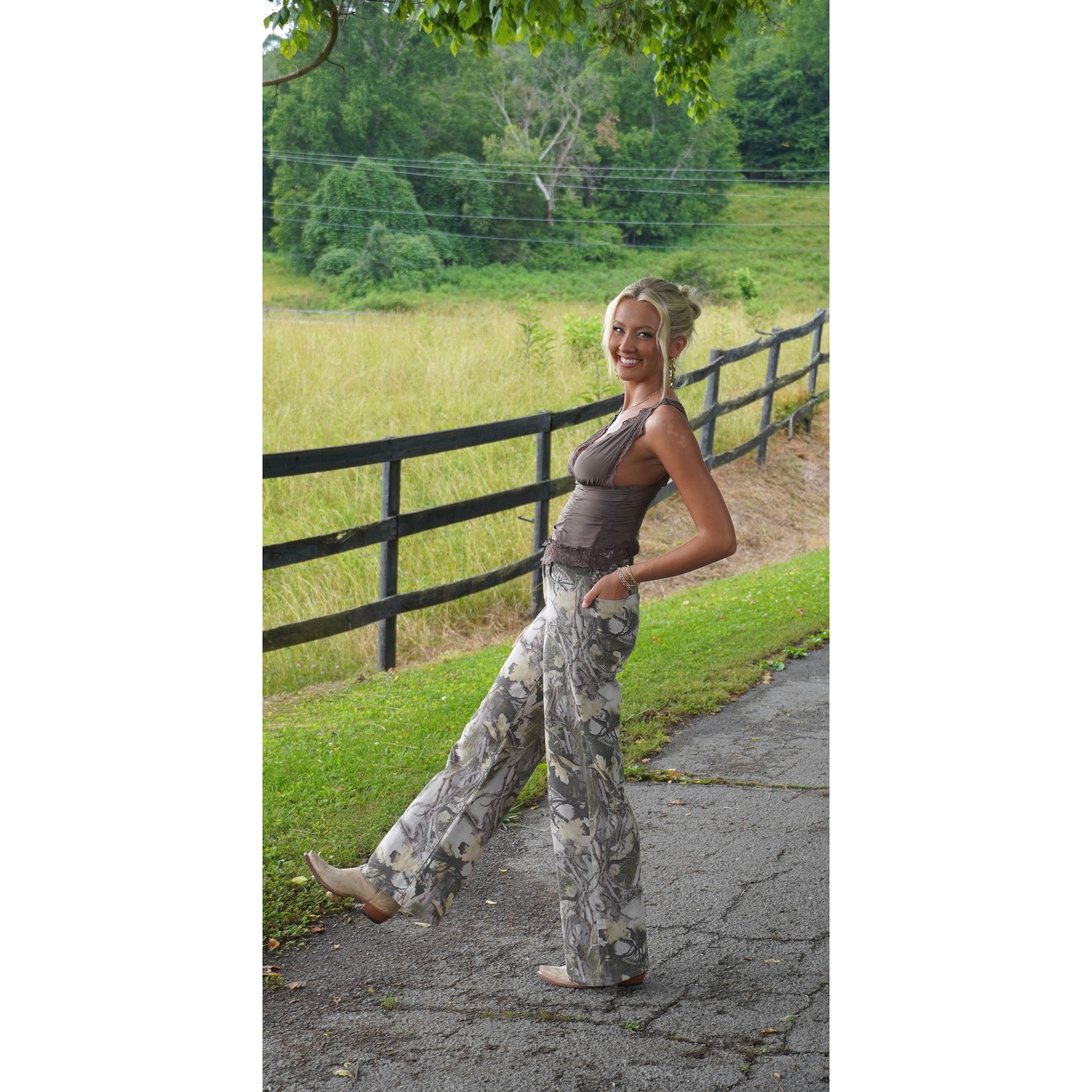 High-Rise Camo Wide Leg Jean
