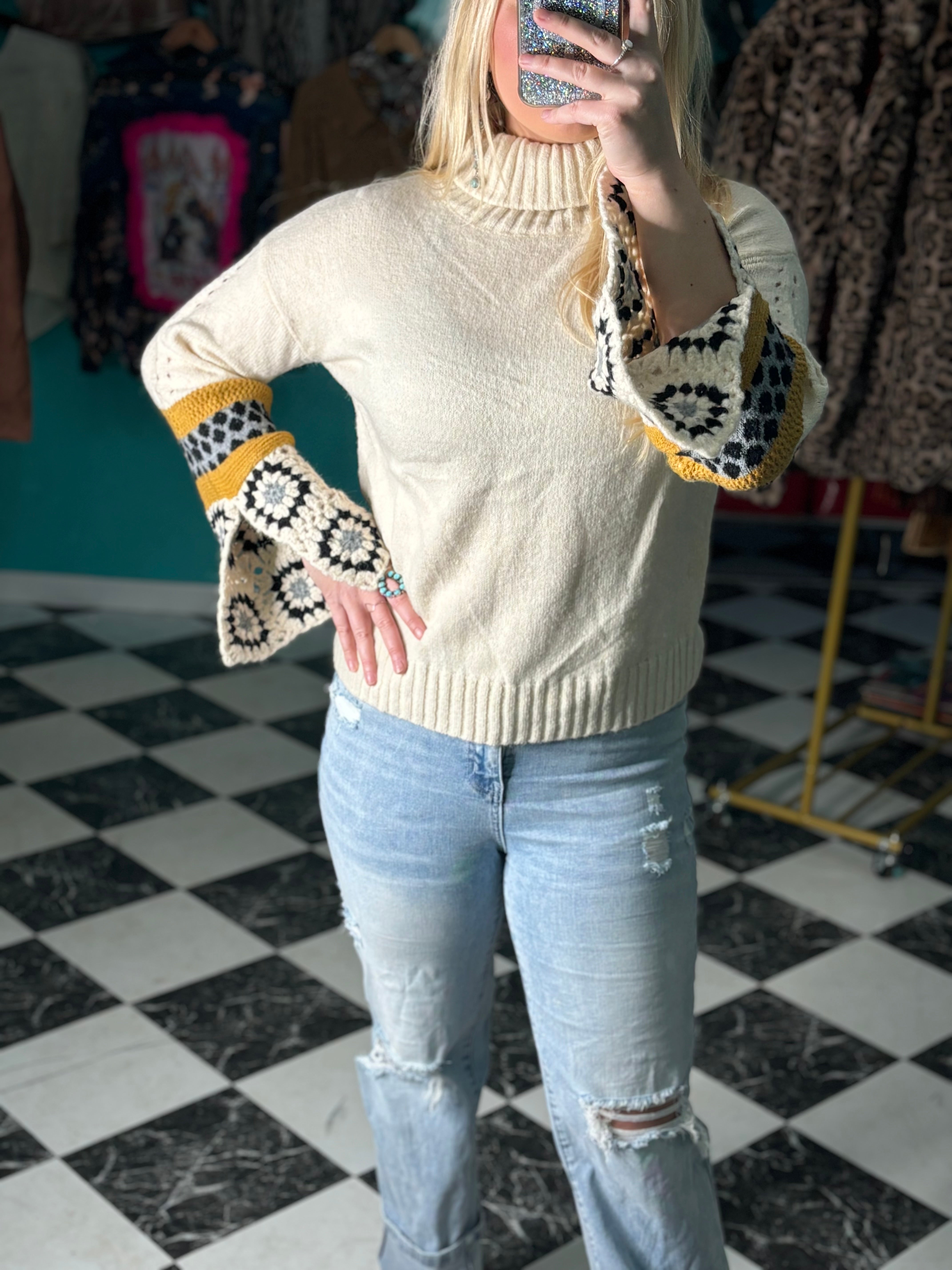 Aztec Cream Turtleneck