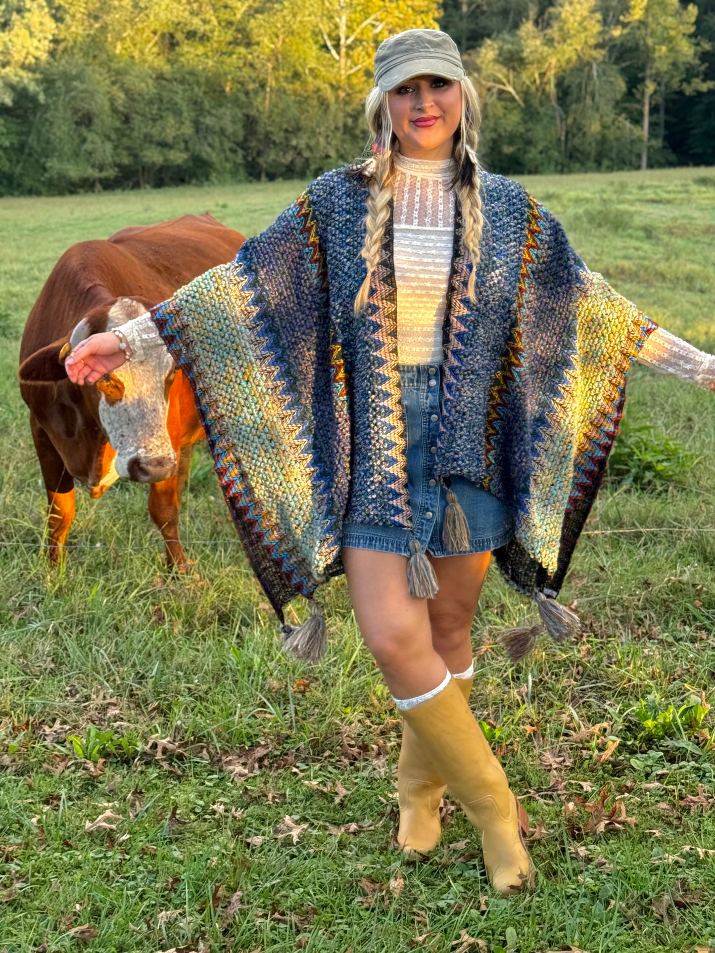 Boheme Soul Crochet Kimono in Blue