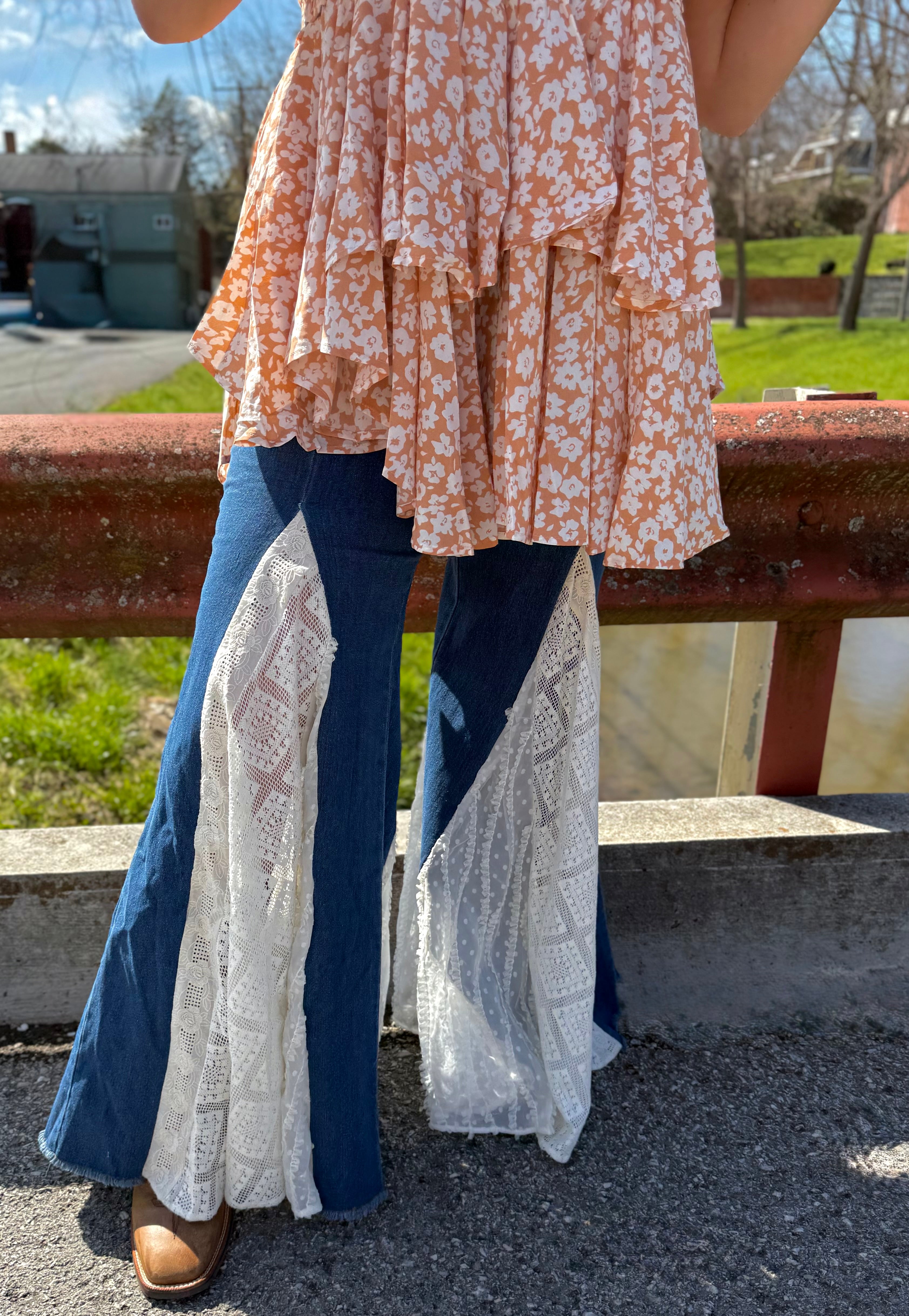 My Dream Bell Bottom White Lace