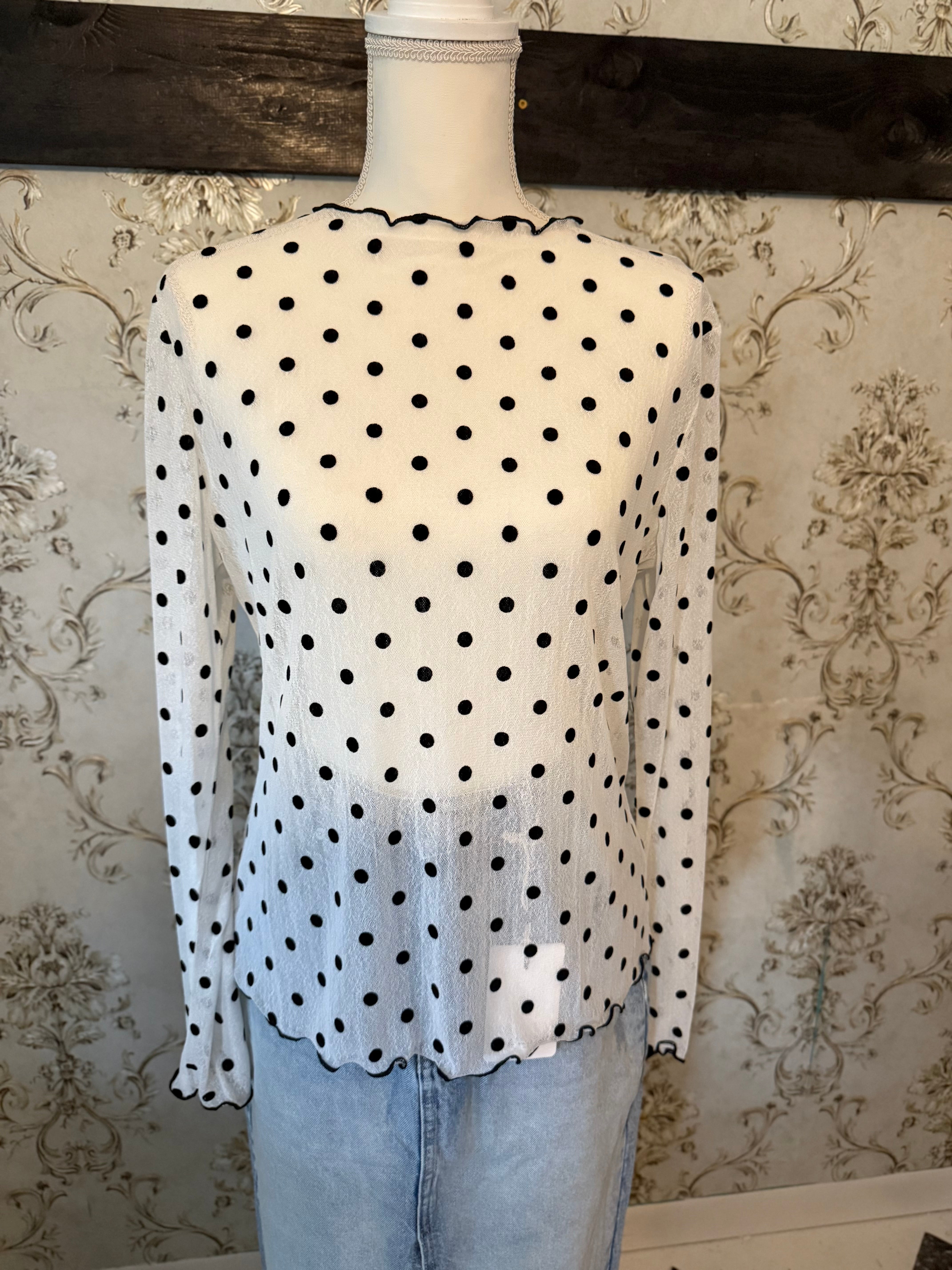 Polka Dot Layering Top (White)