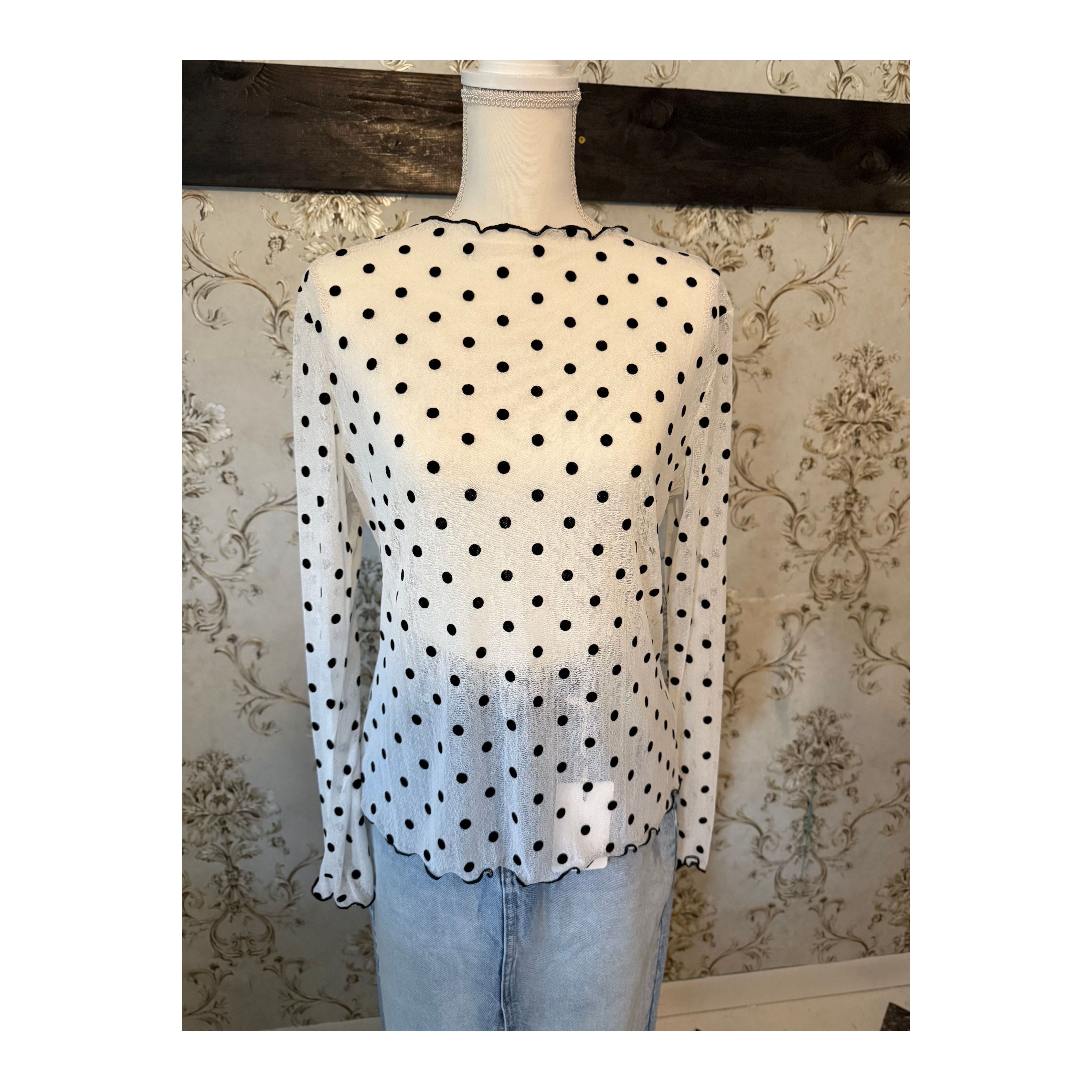 Polka Dot Layering Top (White)