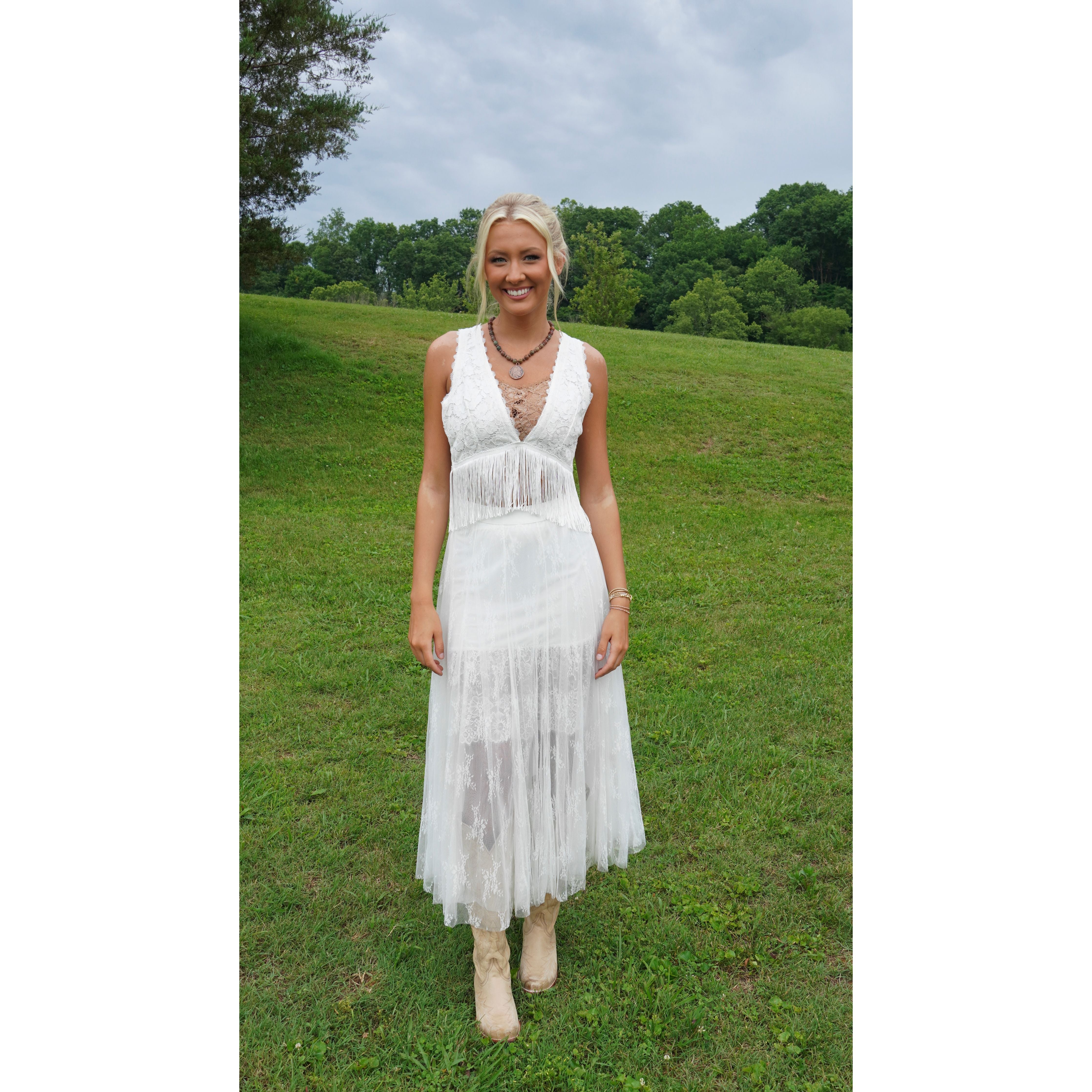 White Lace Sheer Layering Skirt
