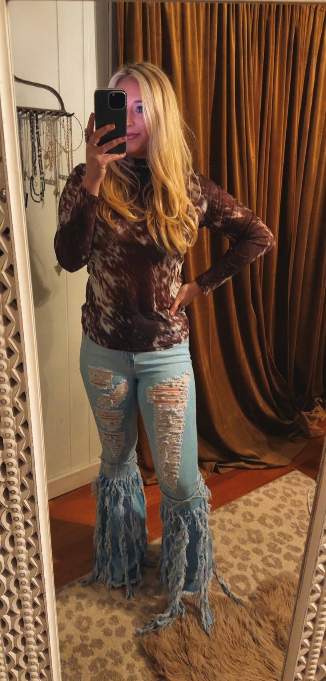 Cow Hide Mesh Top