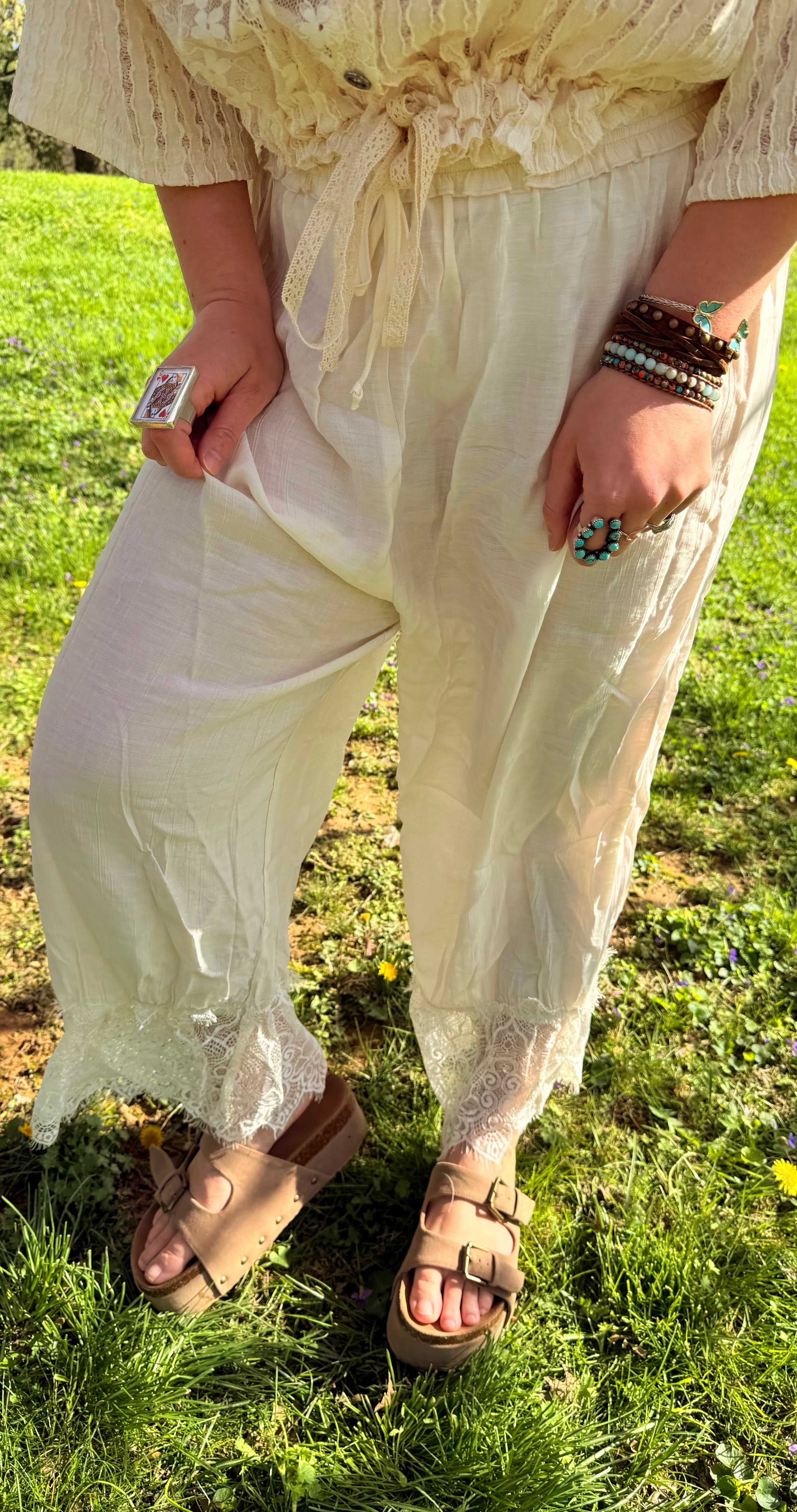 Spring Boho White Lace Pant