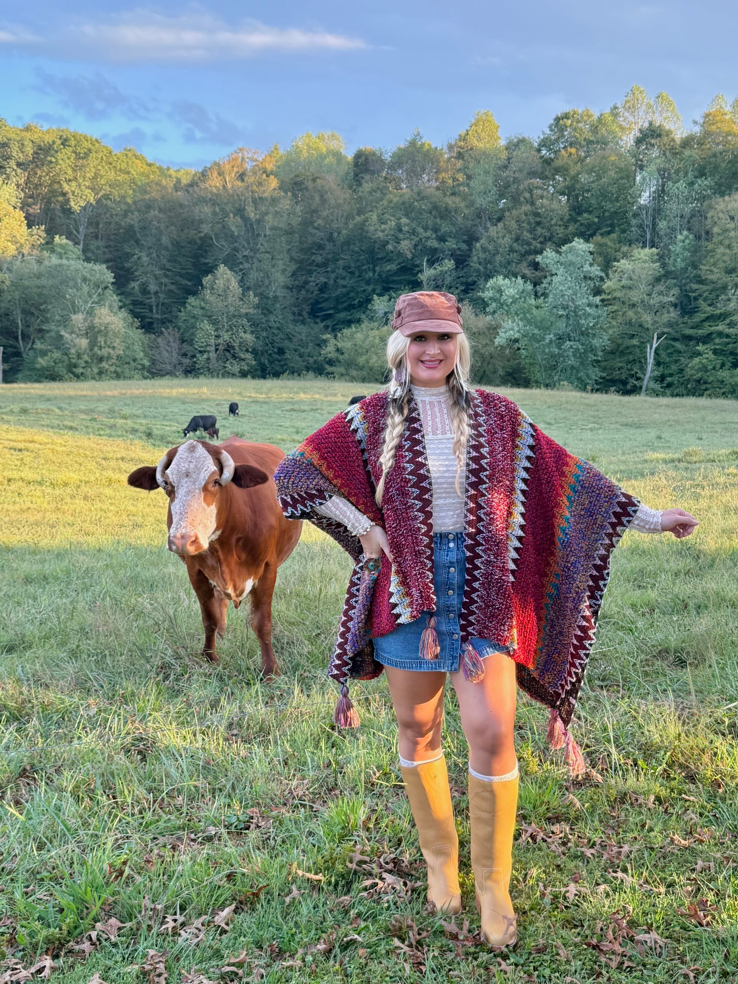 Boheme Soul Crochet Kimono in Red