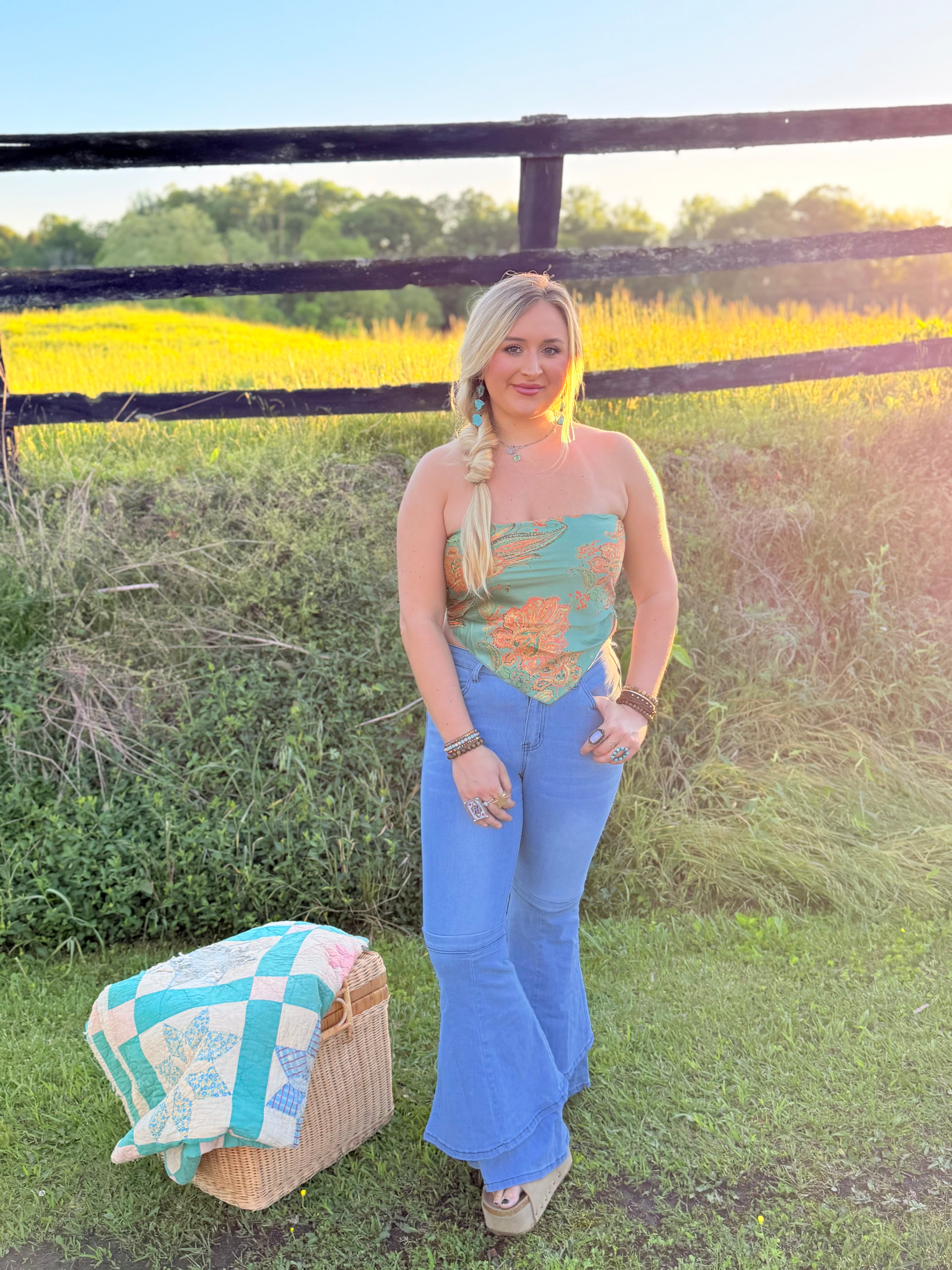 Sun Soaked Bandana Tube Top (Teal)
