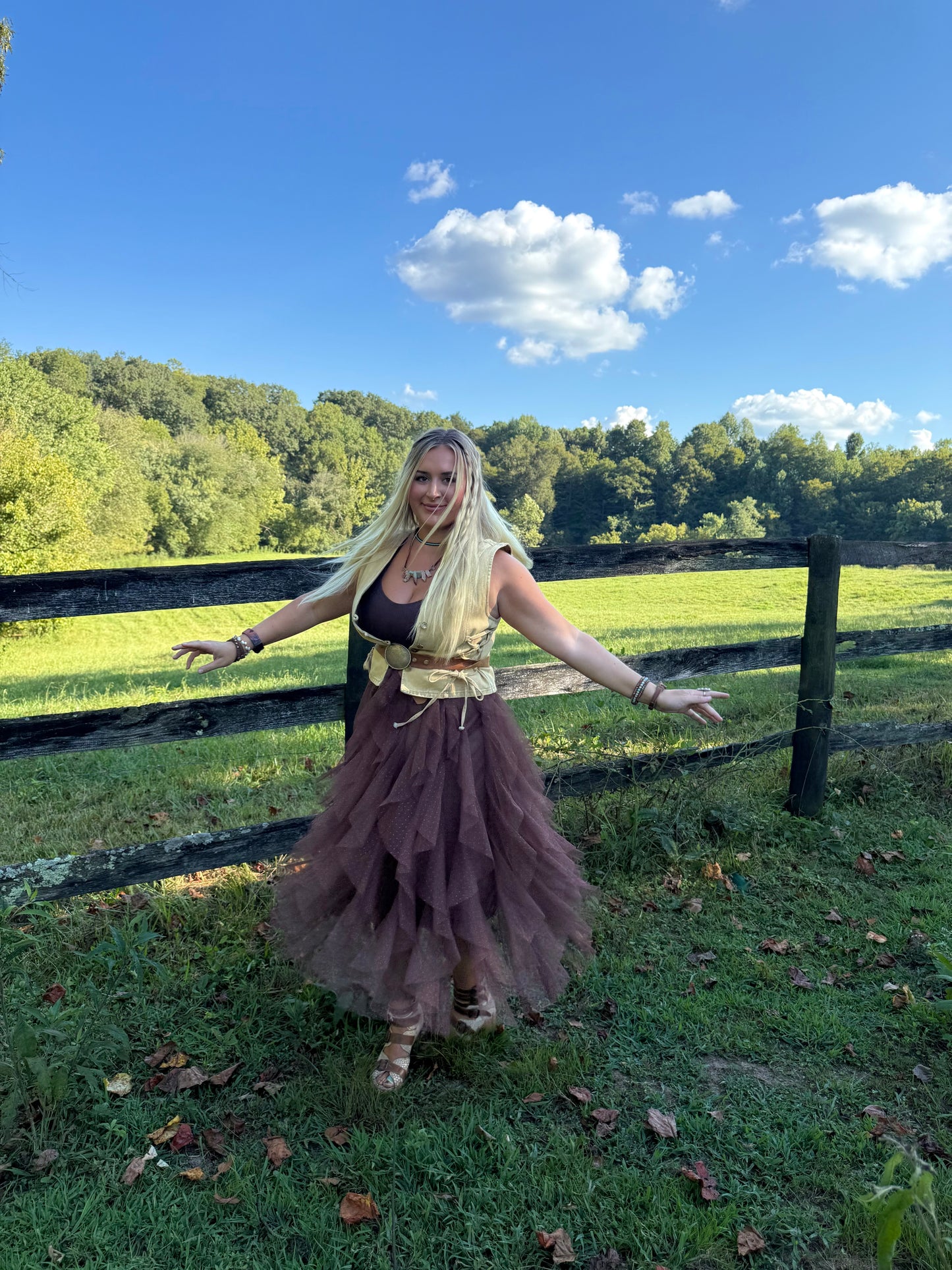 The Willow Mocha Tiered Skirt