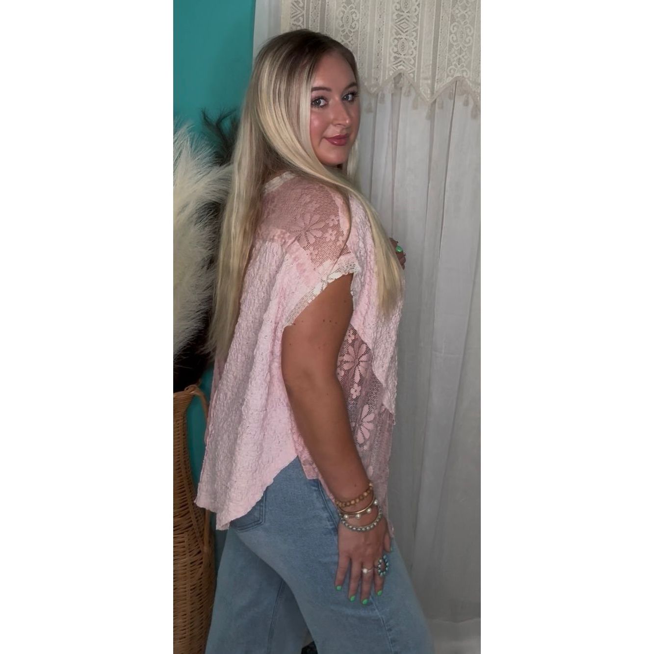 POL: All For Boho Pink Lace Top