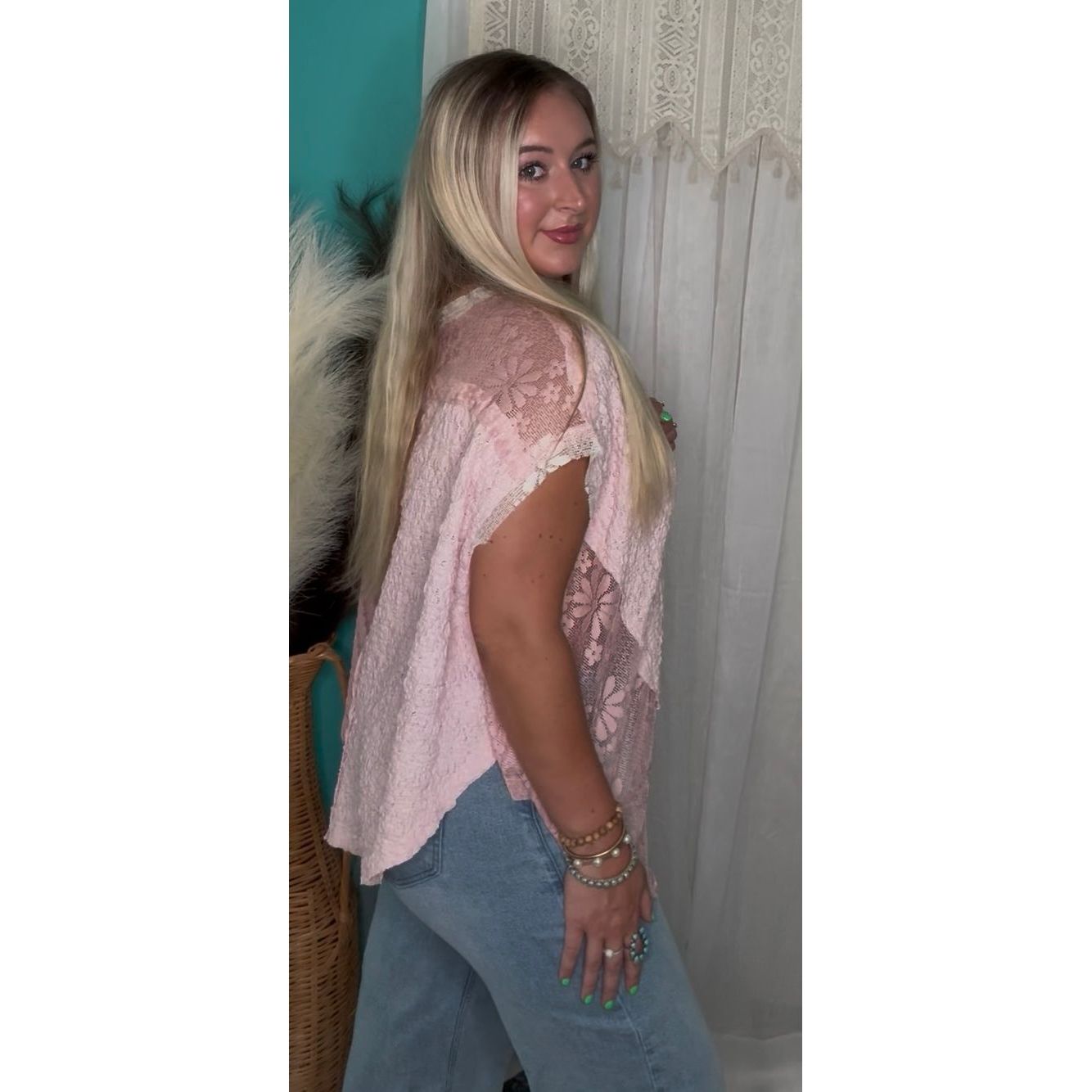 POL: All For Boho Pink Lace Top