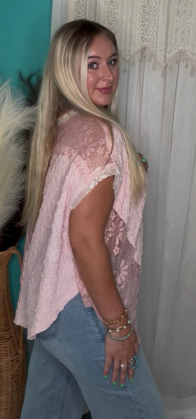 POL: All For Boho Pink Lace Top