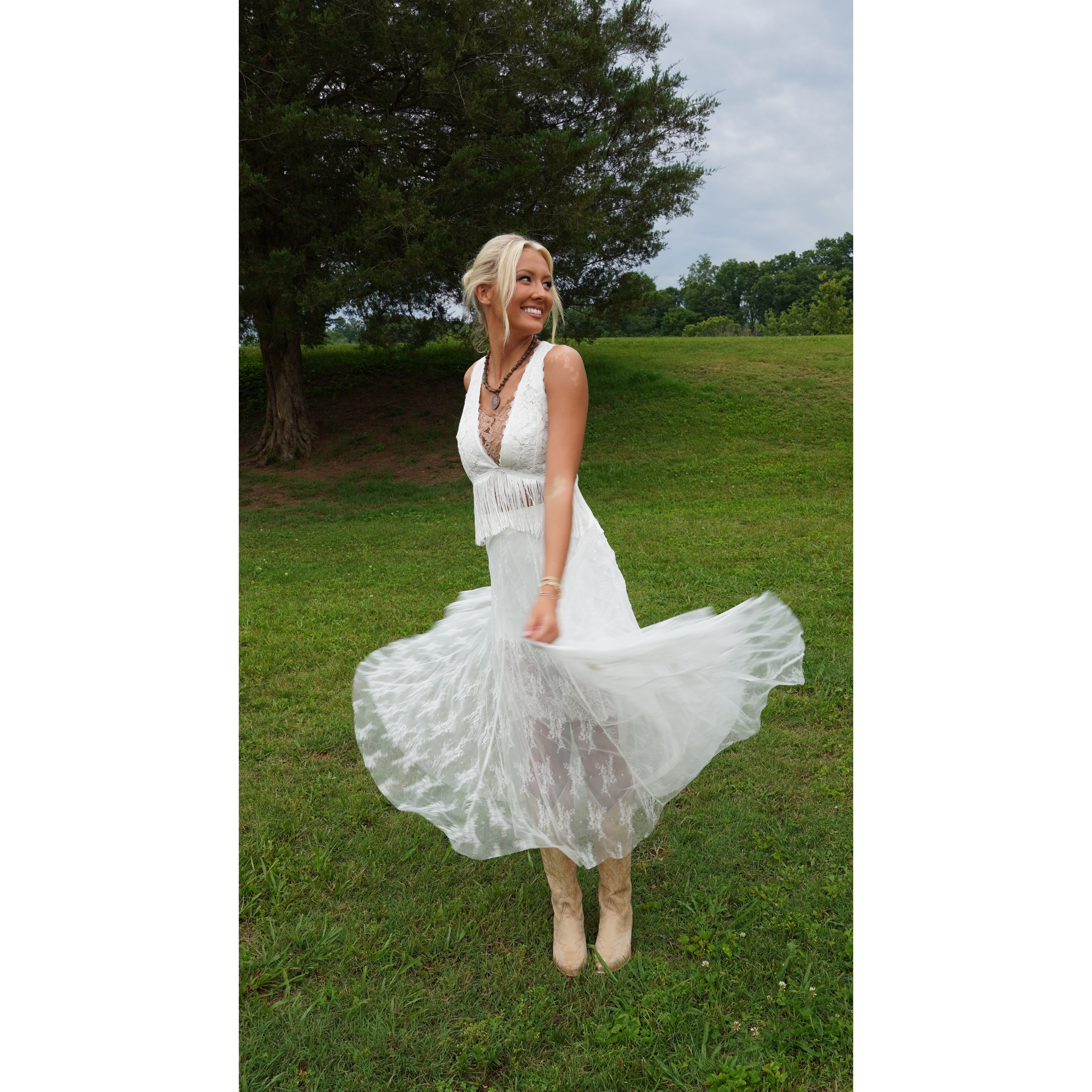 White Lace Sheer Layering Skirt
