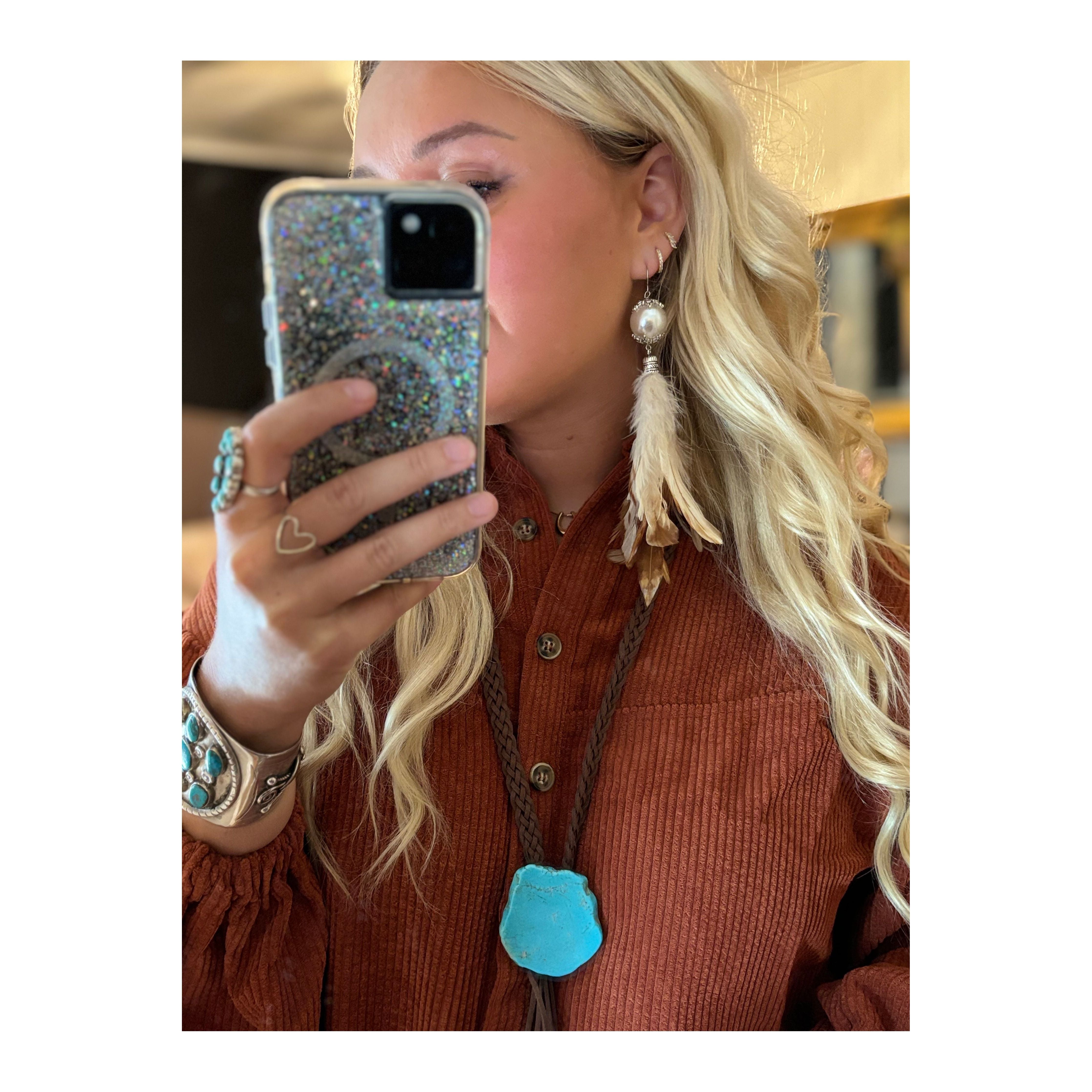 Pearl Feather Earrings