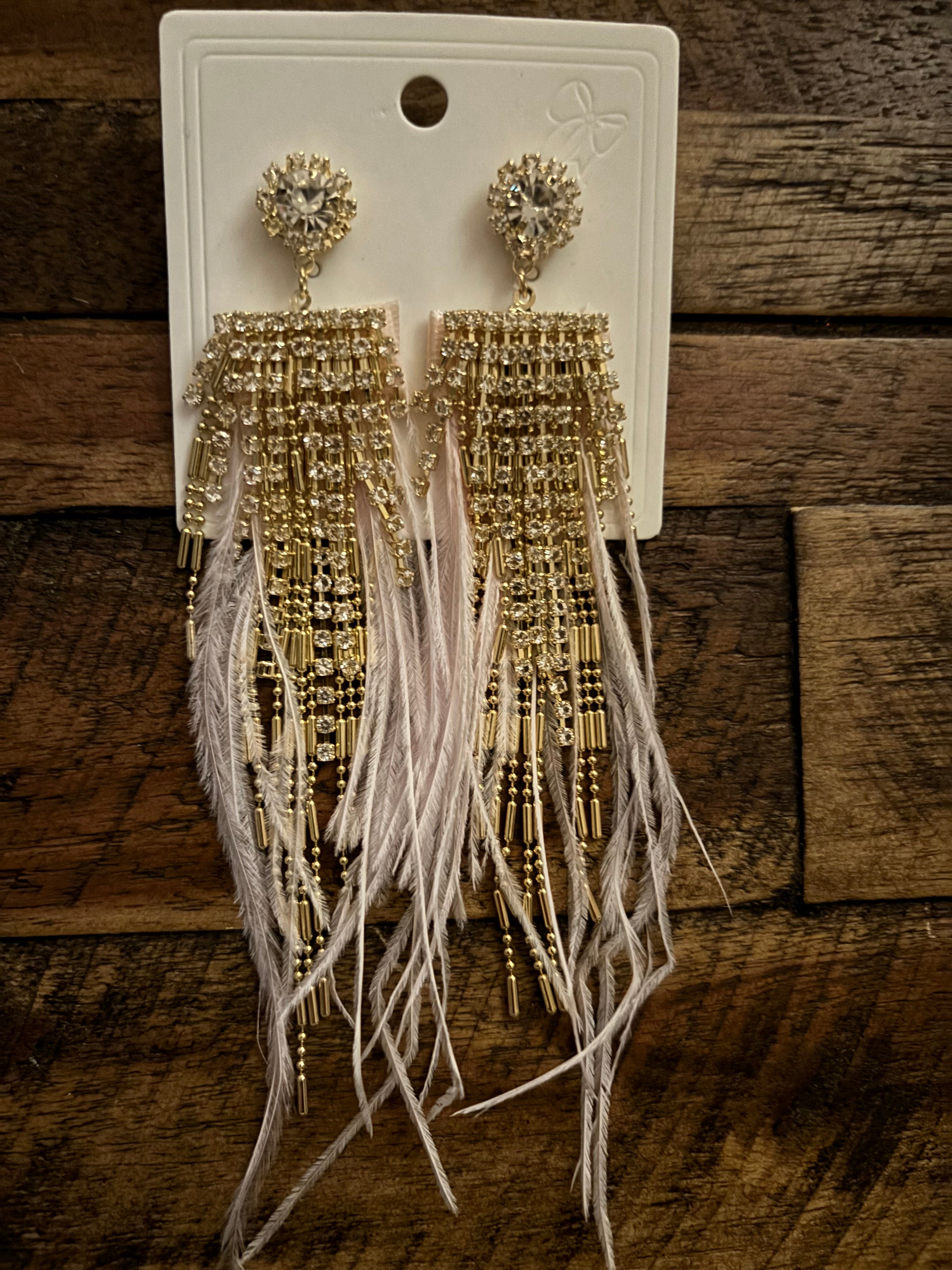 Light pink Diamond feather Earring