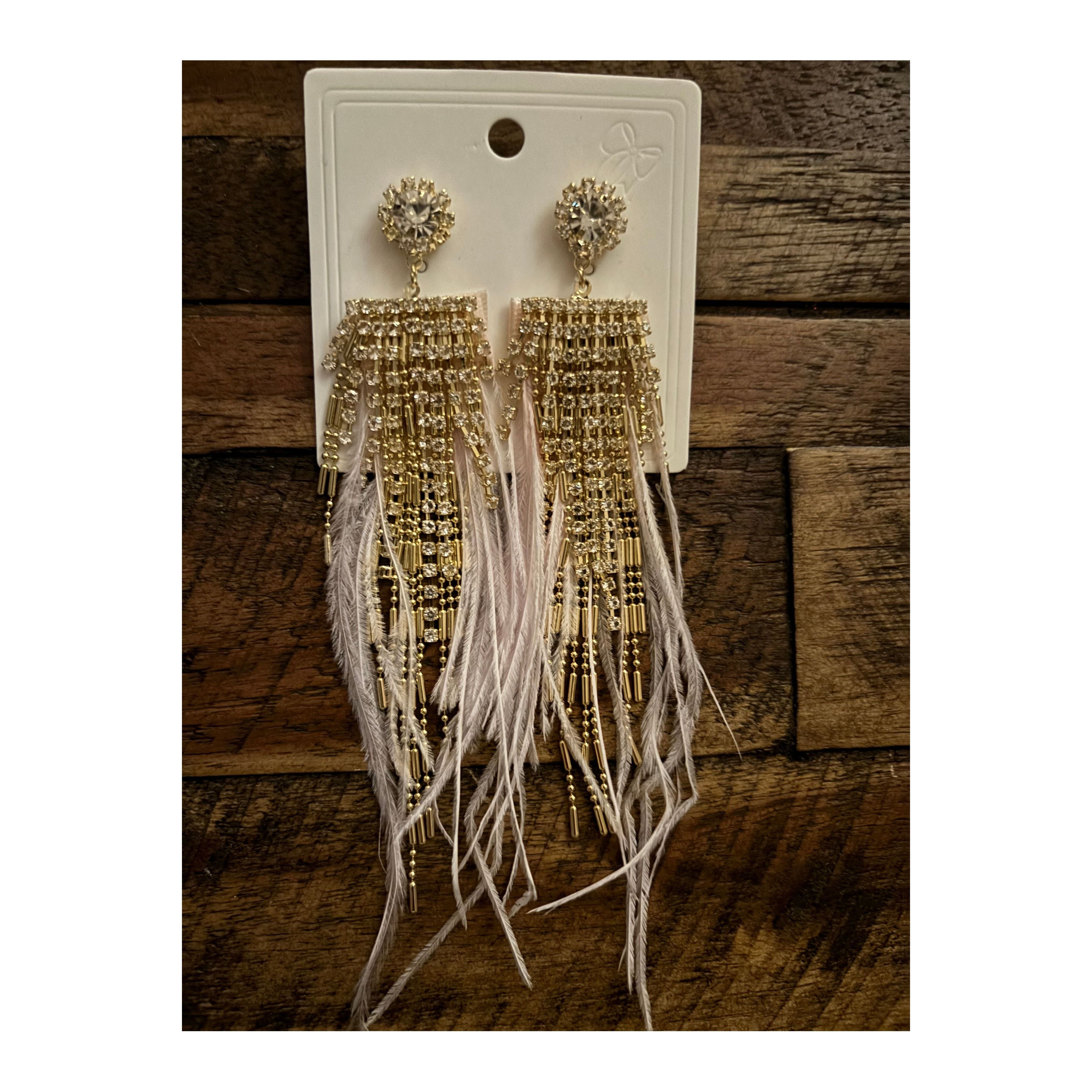 Light pink Diamond feather Earring