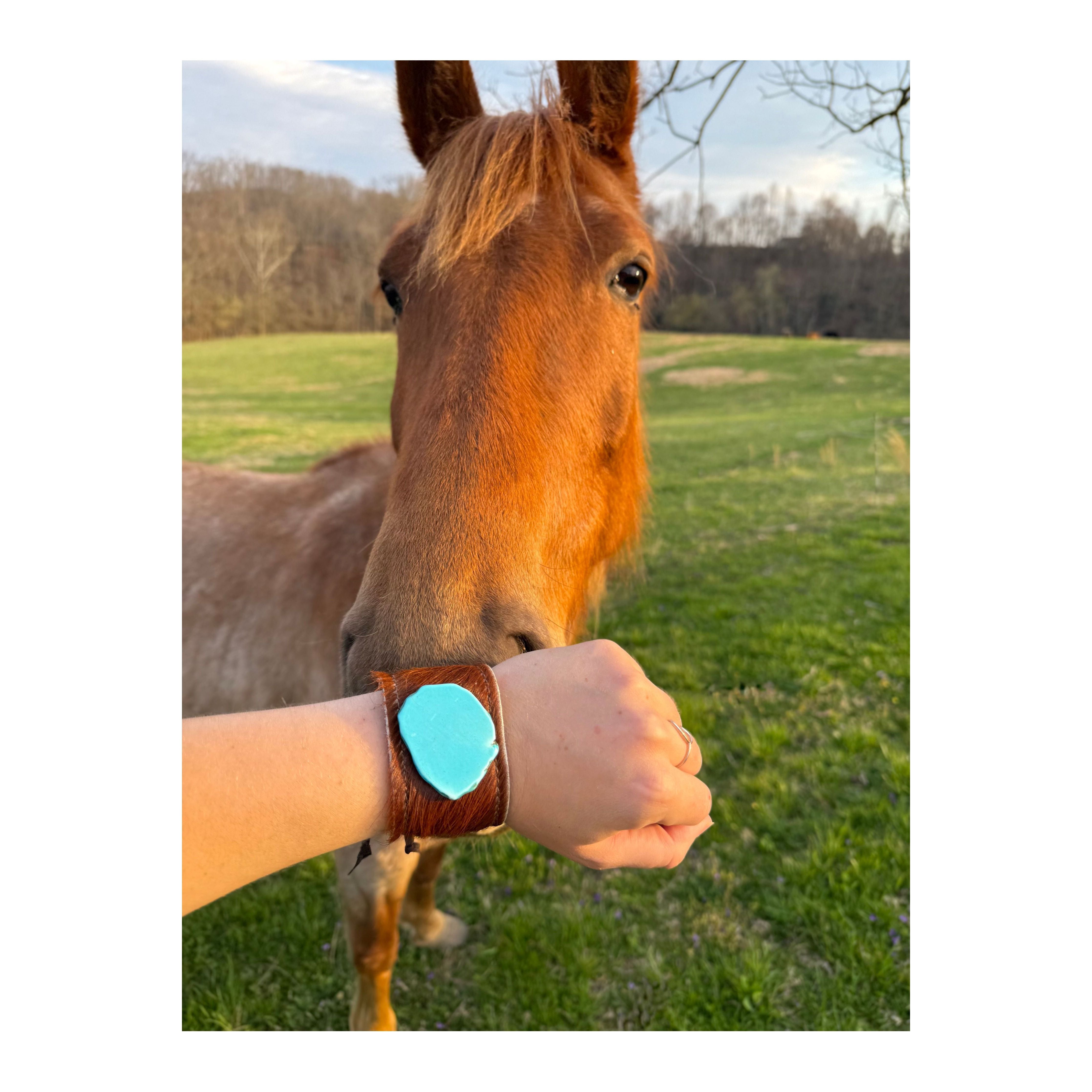 Leather Cow Hide Cuff (Dark)