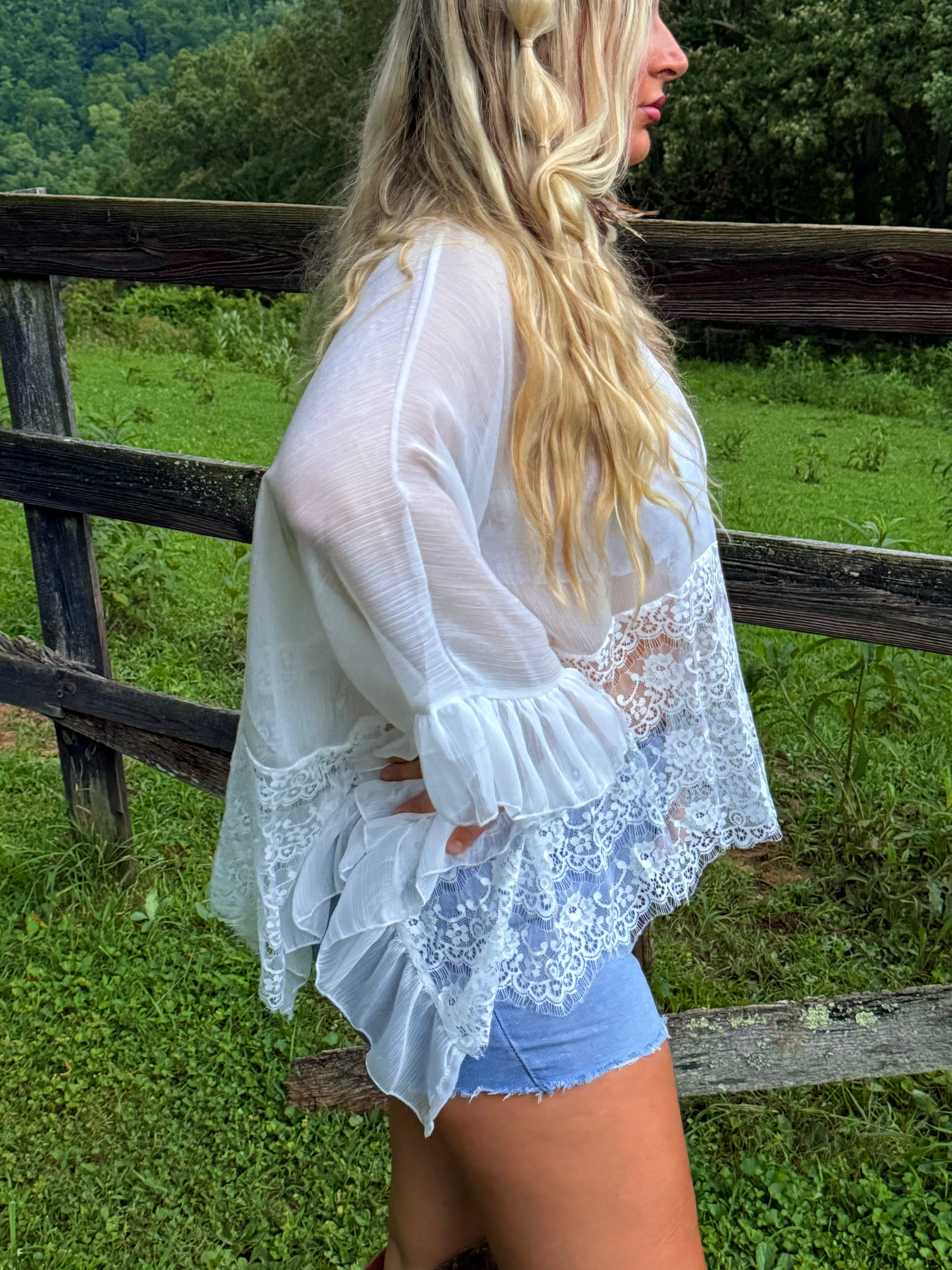 We Are Young White Ruffle Top