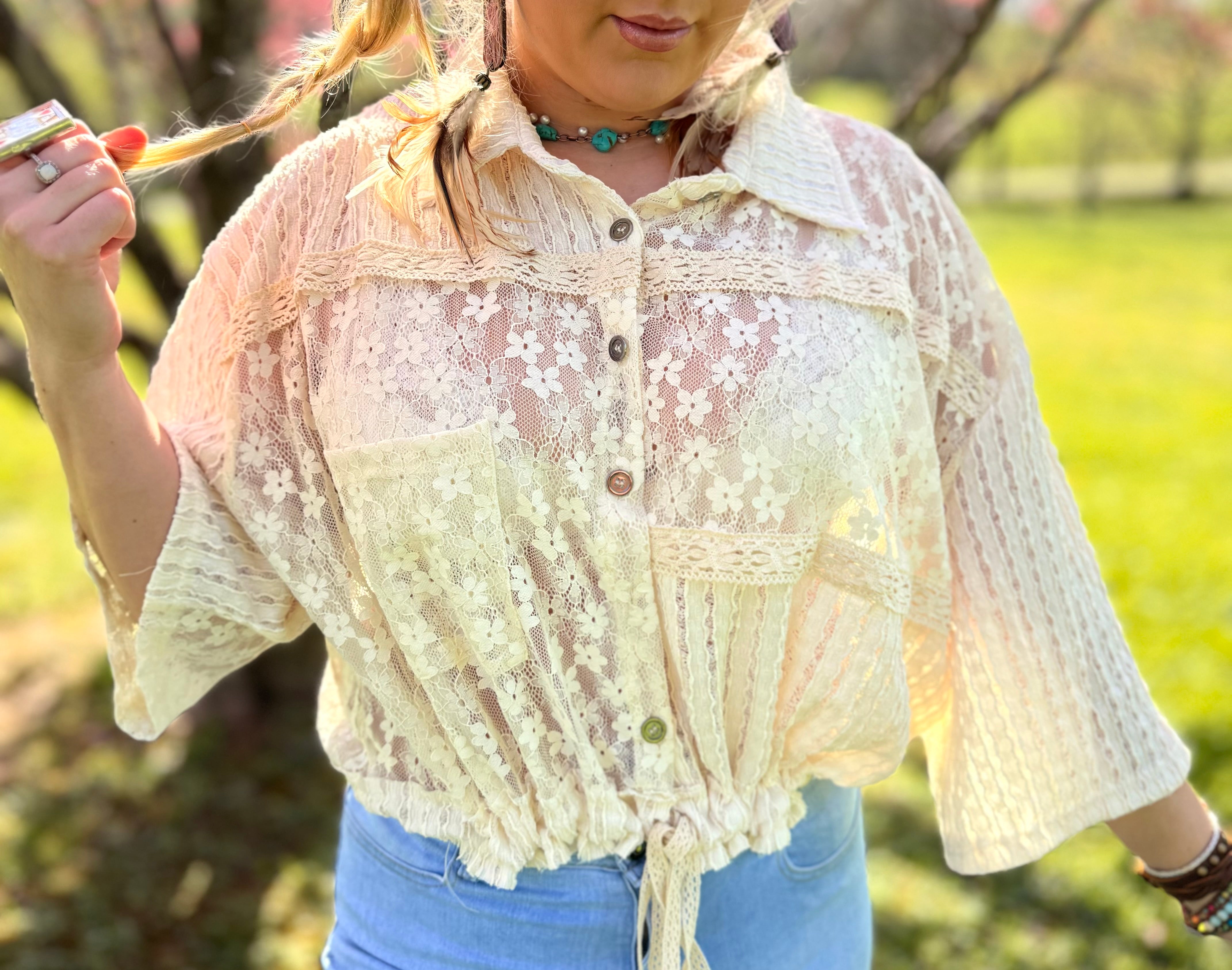 POL: Gypsy Cream Lace Top