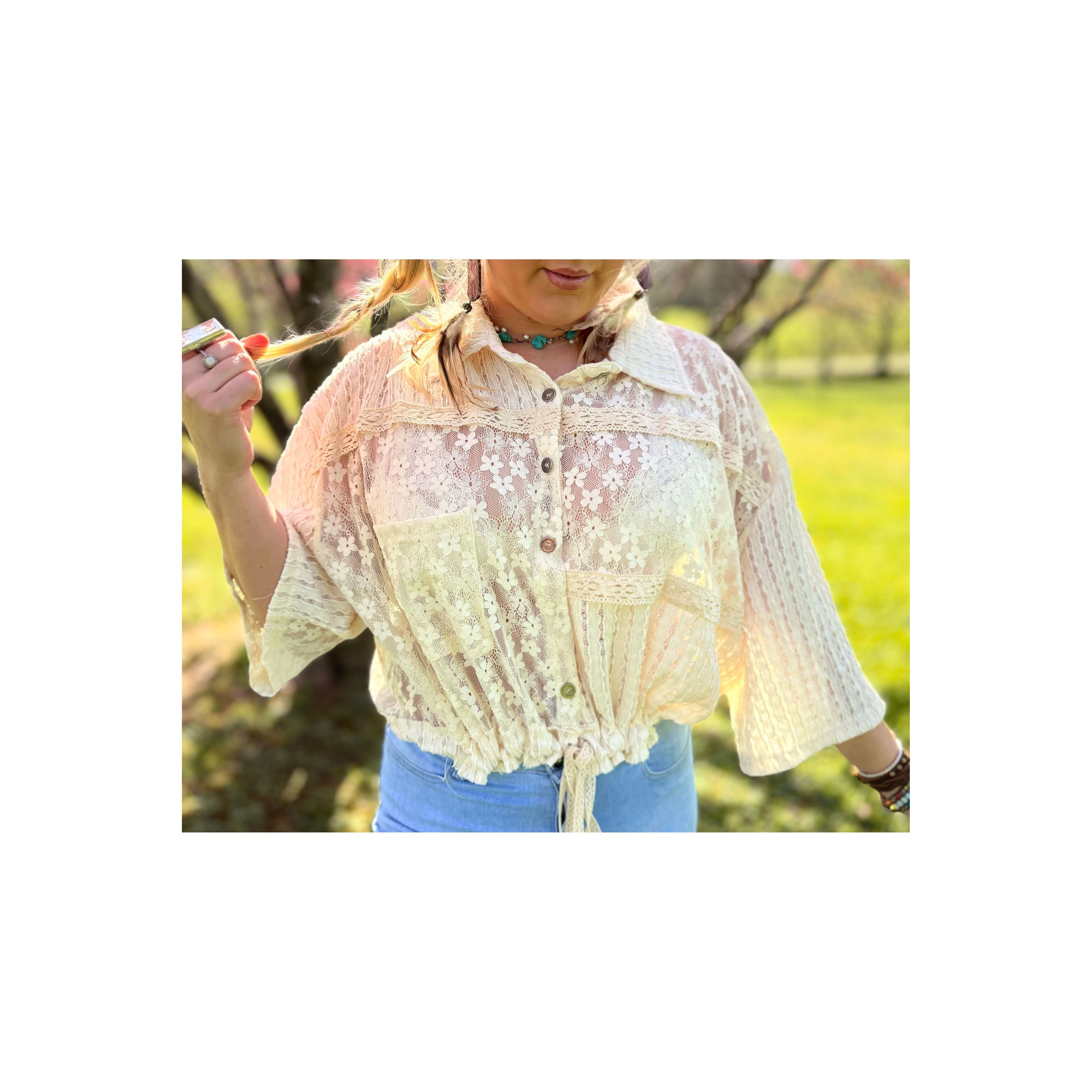 POL: Gypsy Cream Lace Top