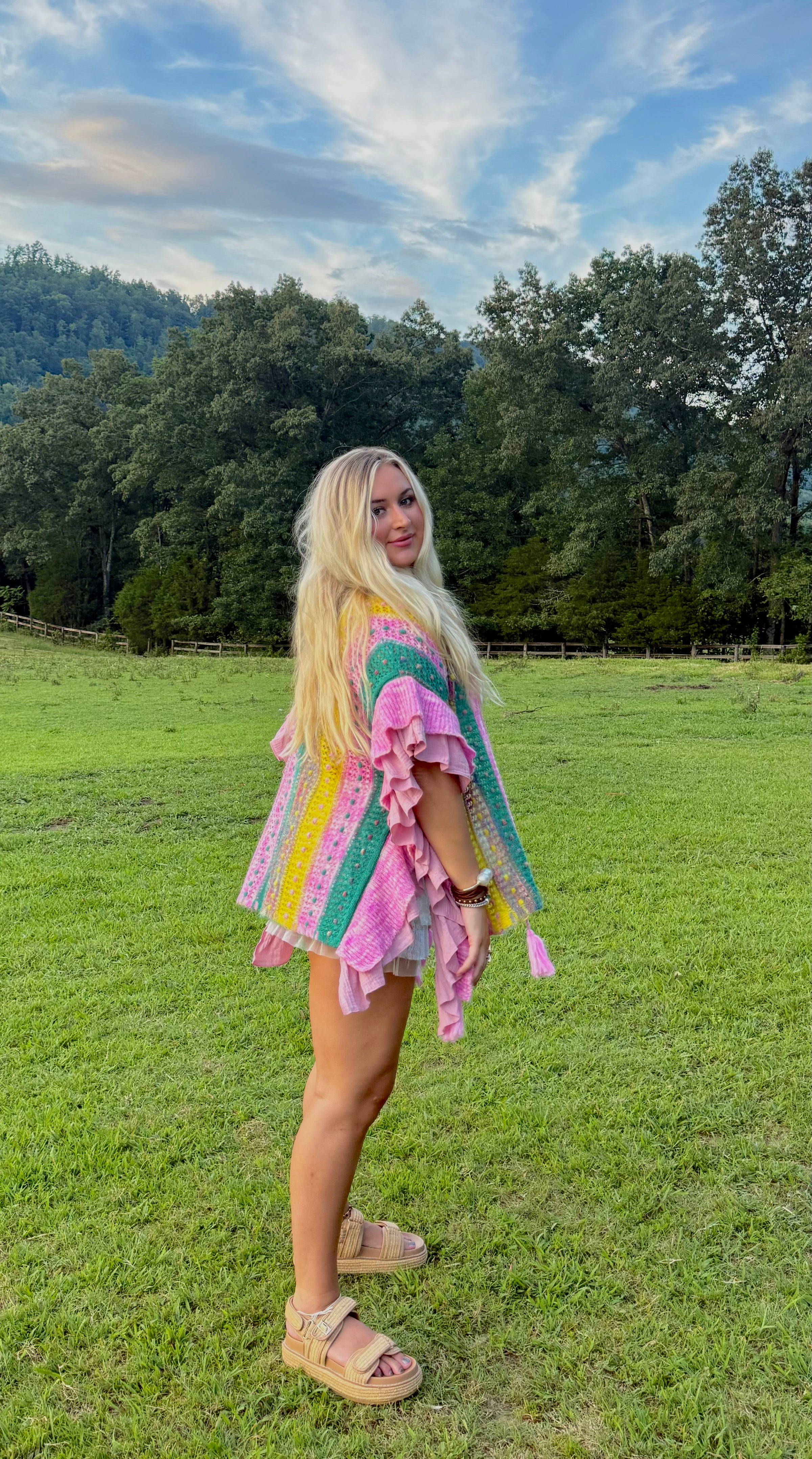 POL: Summer Lovin Pink Ruffled Cardigan