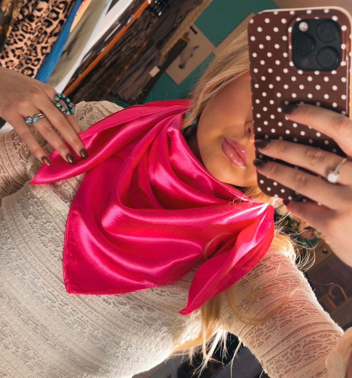 Dark Pink Satin Scarf