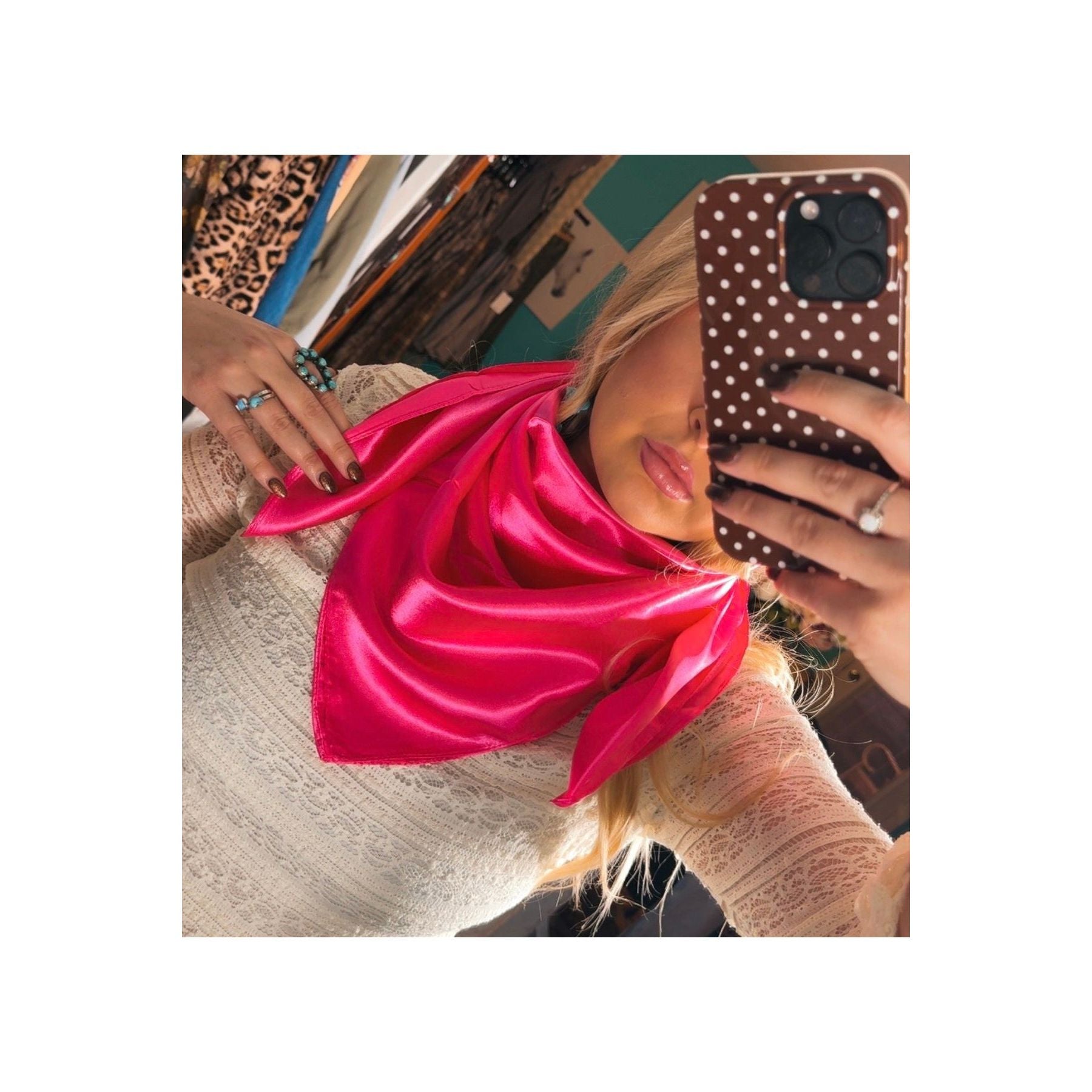 Dark Pink Satin Scarf