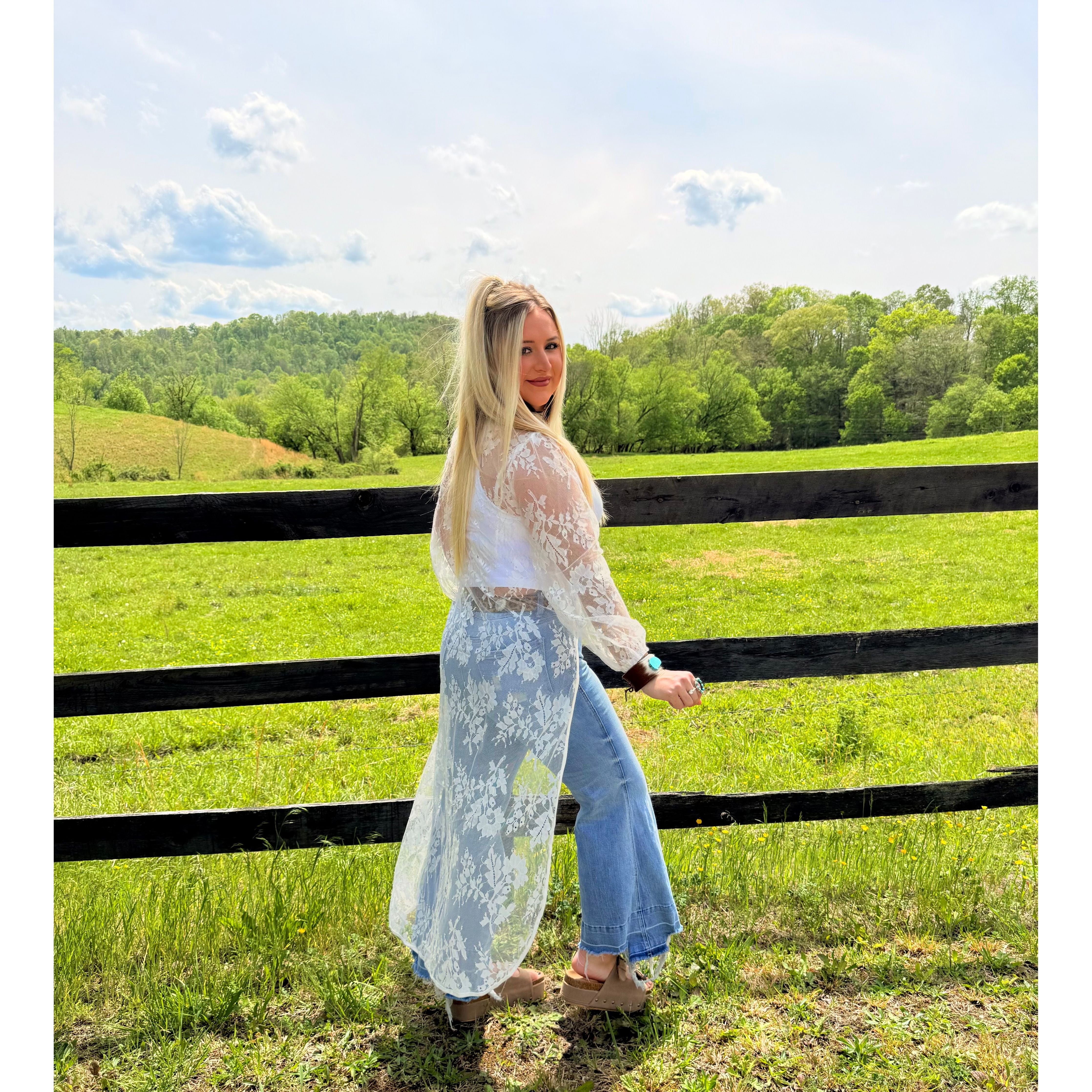 White Lace High Low Top