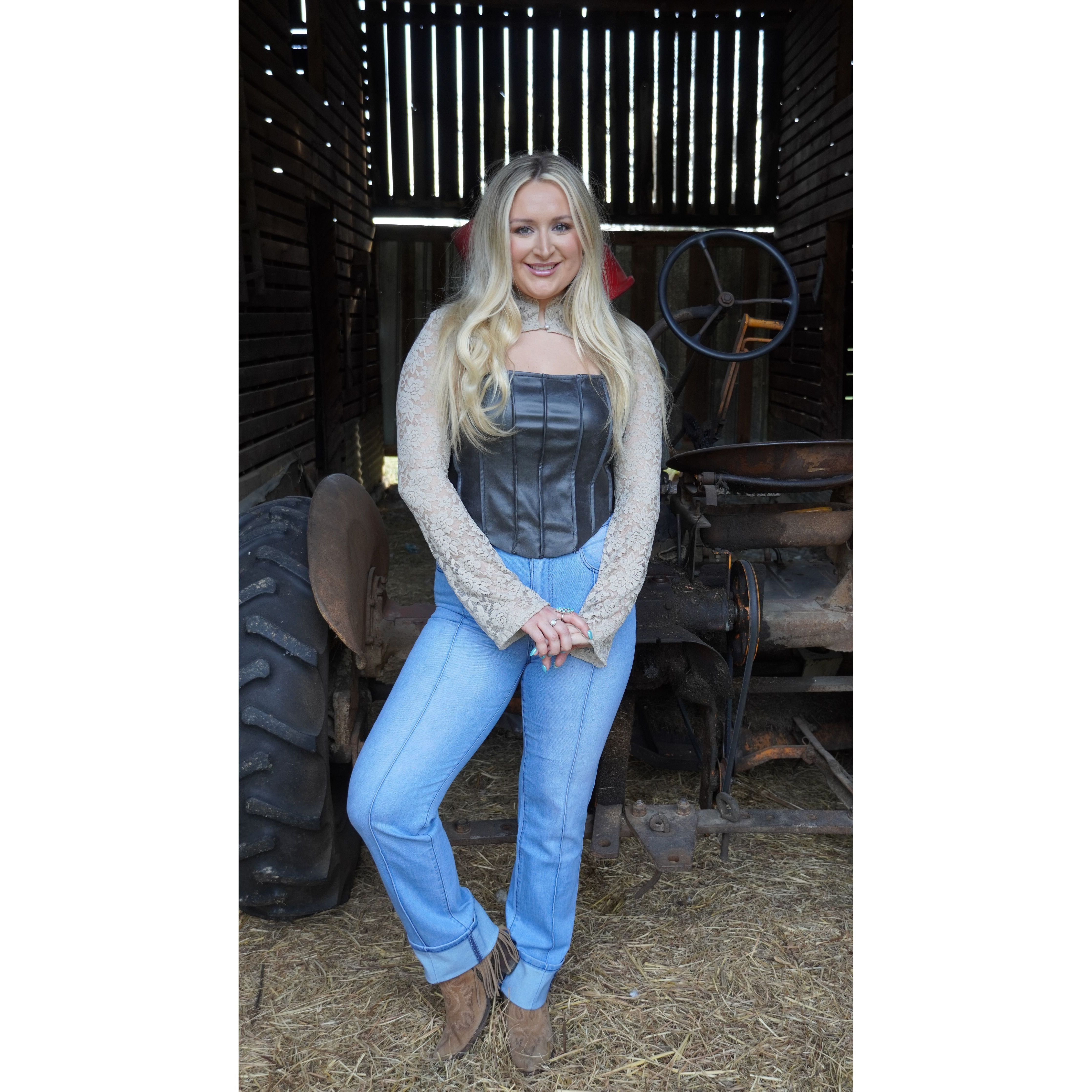 Rodeo Nights Light Wash Cuff Jean