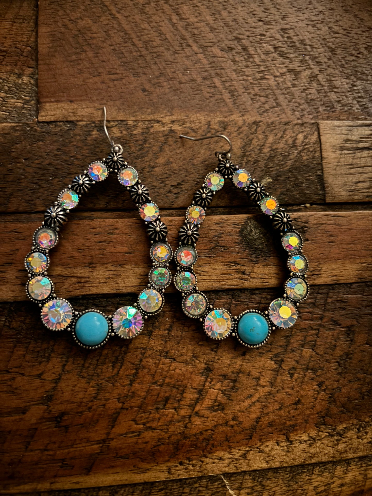 Turquoise Bling Hoops