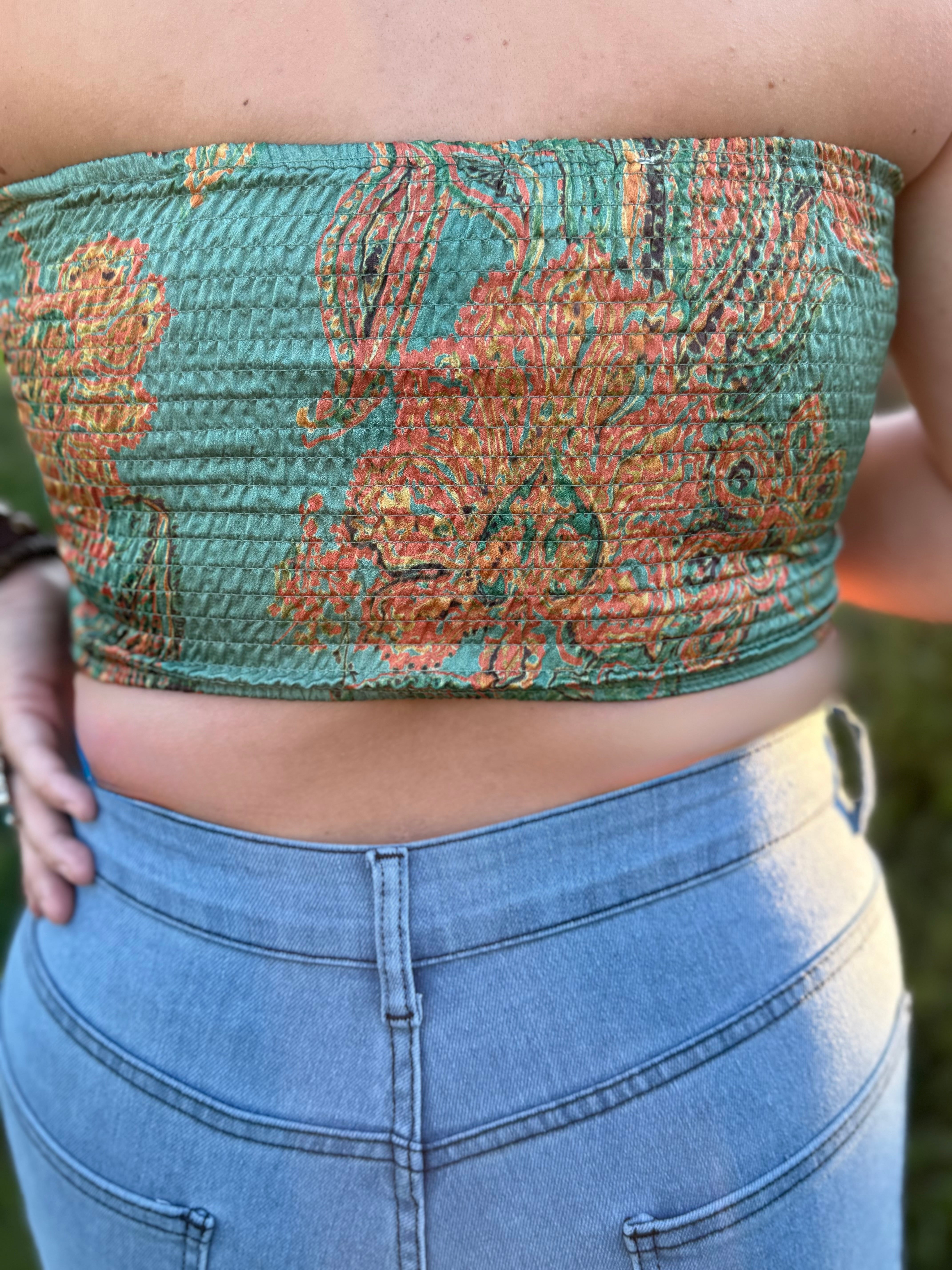 Sun Soaked Bandana Tube Top (Teal)