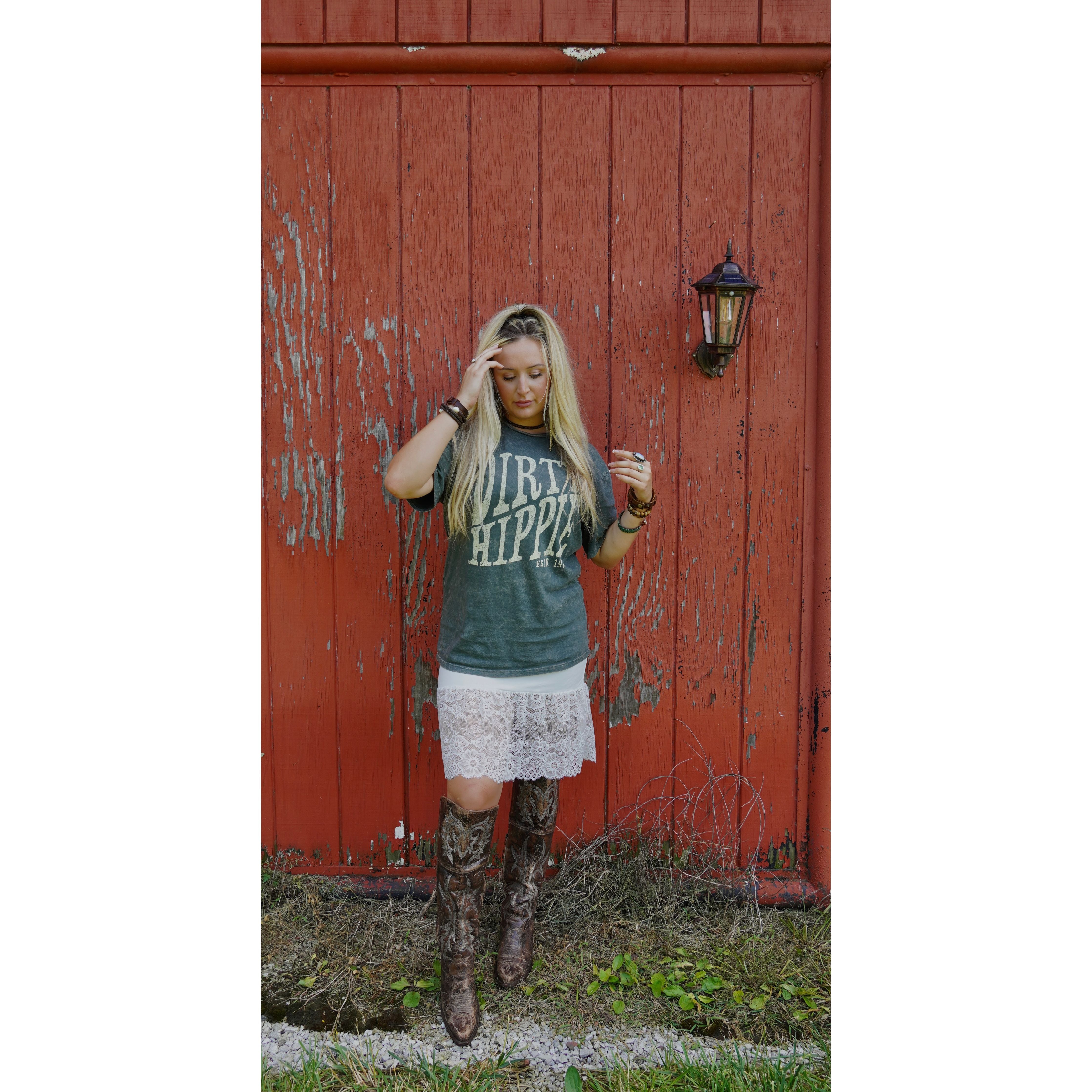 White Lace Slip Skirt