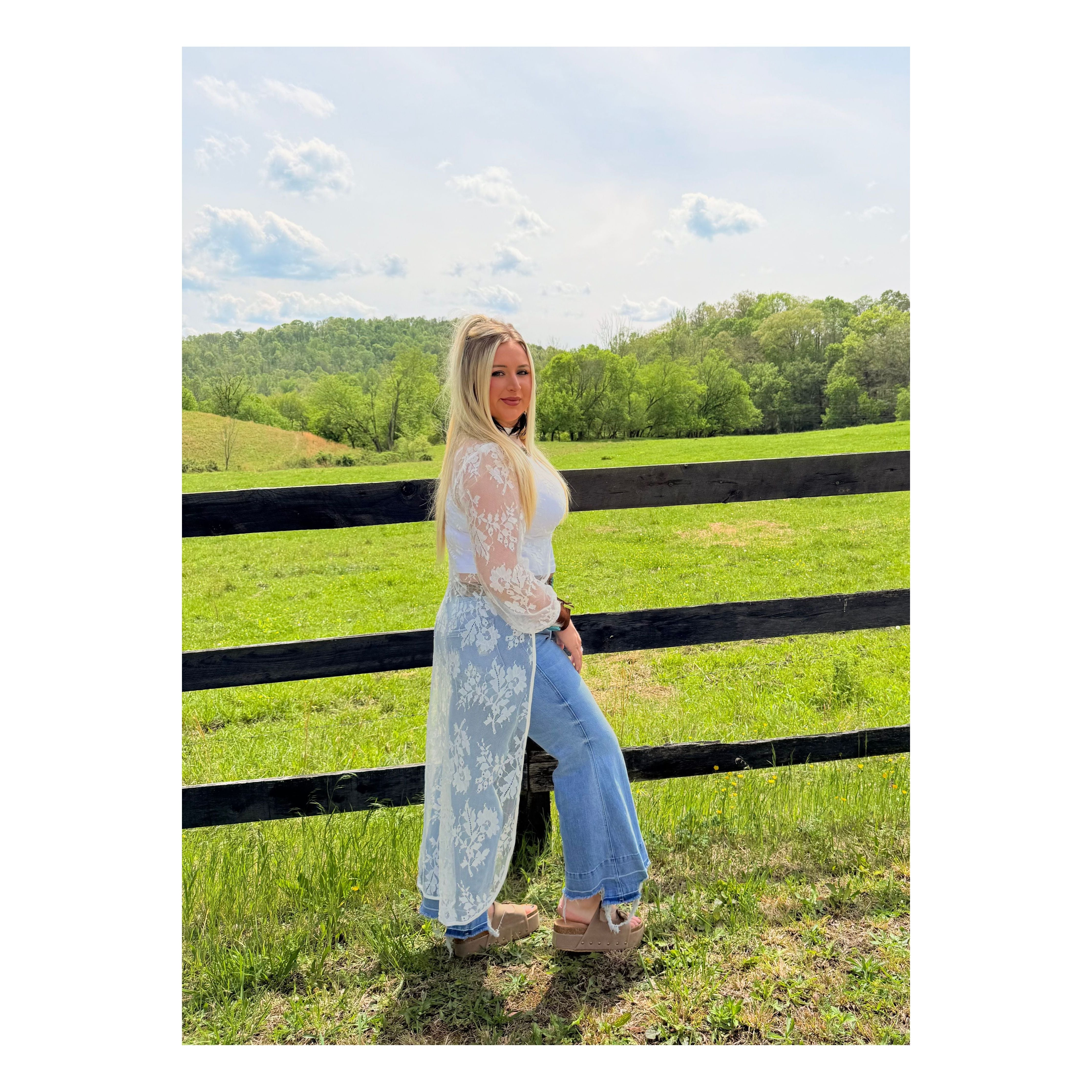 Rhiannon High Low Lace Sheer Top