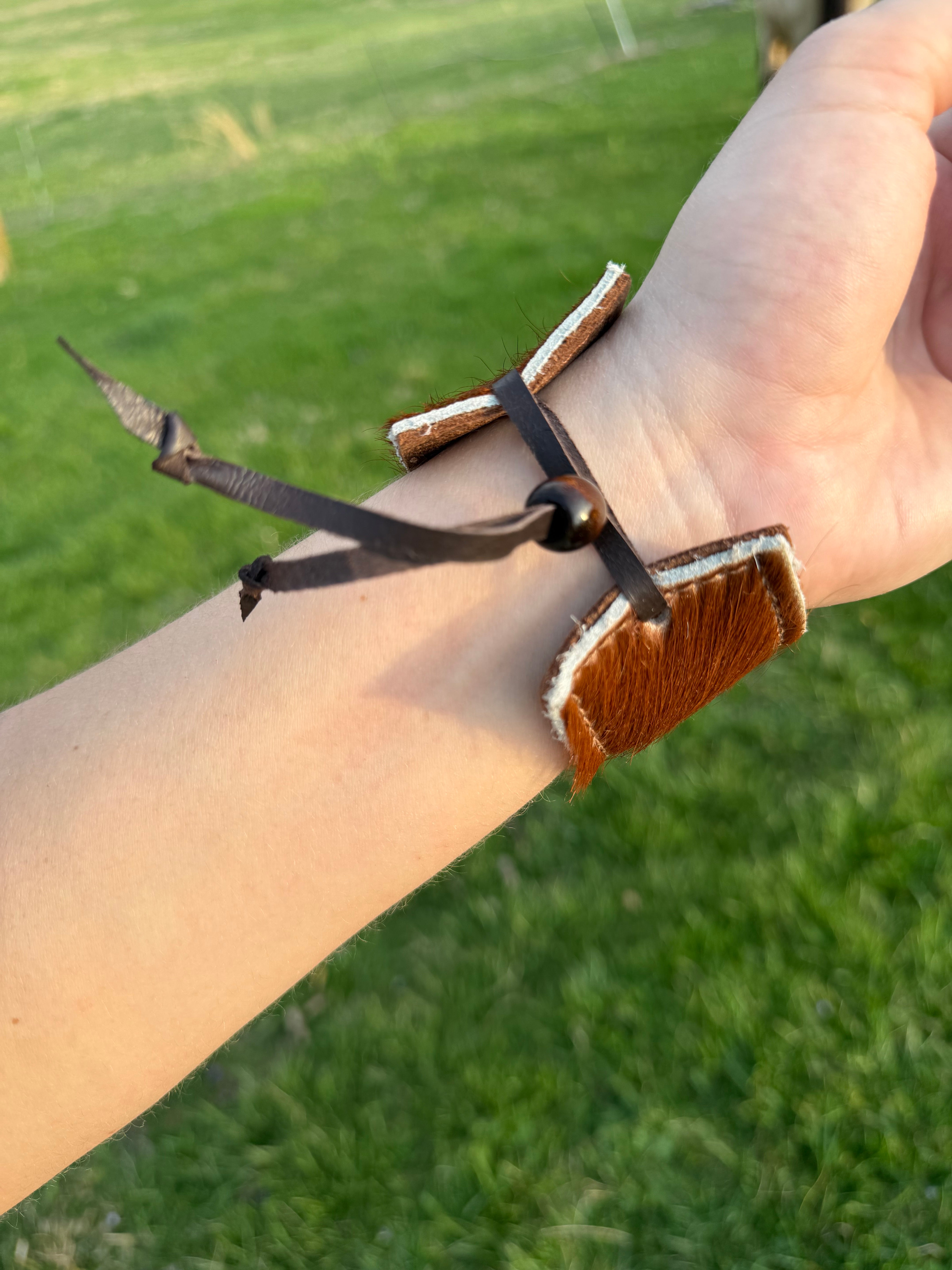 Leather Cow Hide Cuff (Dark)